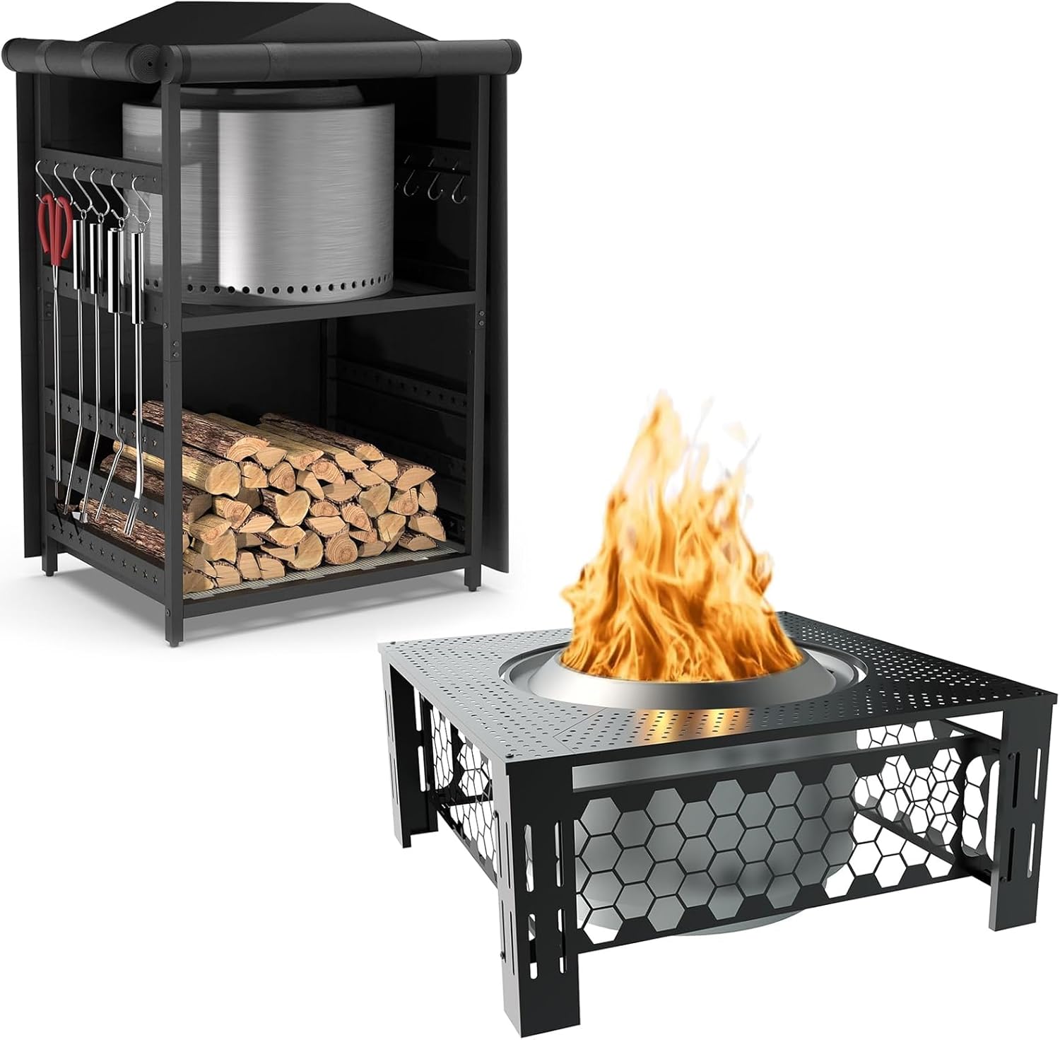 Fire Pit Surround Tabletop Use for Solo Stove Bonfire Ranger 2.0 and Storage Station