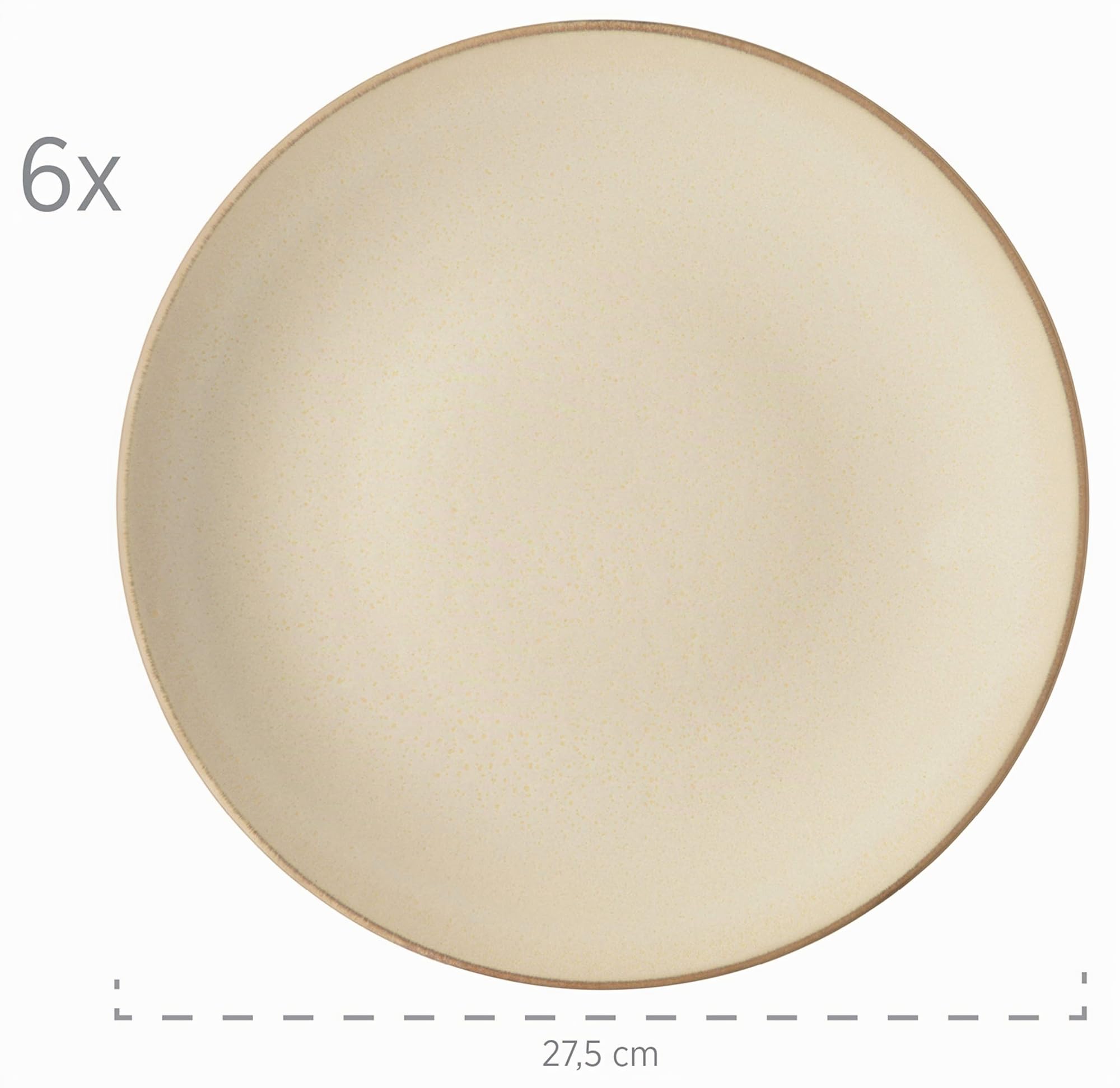 MÄSER 931734 Ossia - Set di piatti per 6 persone in stile mediterraneo, stile vintage, 12 pezzi, con piatti fondi e piatti piani in grigio sabbia, ceramica, grigio sabbia