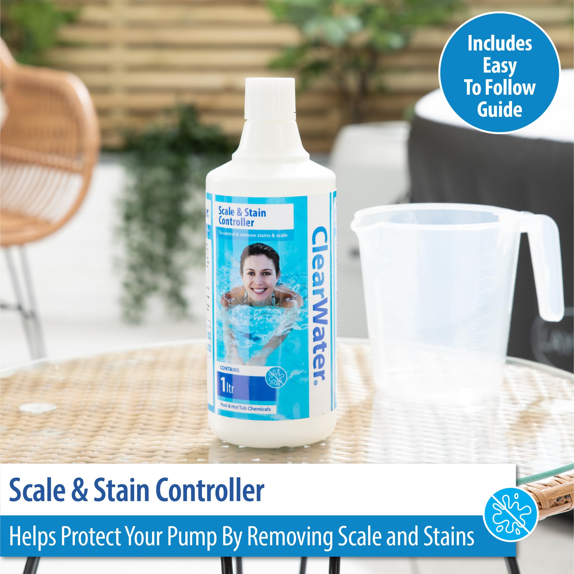 Clearwater Scale and Stain Controller Treatment for Filter Pumps Hot Tubs, Spas and Pools, 1 Litre, White (1L + Limescale Kit) - Image 4