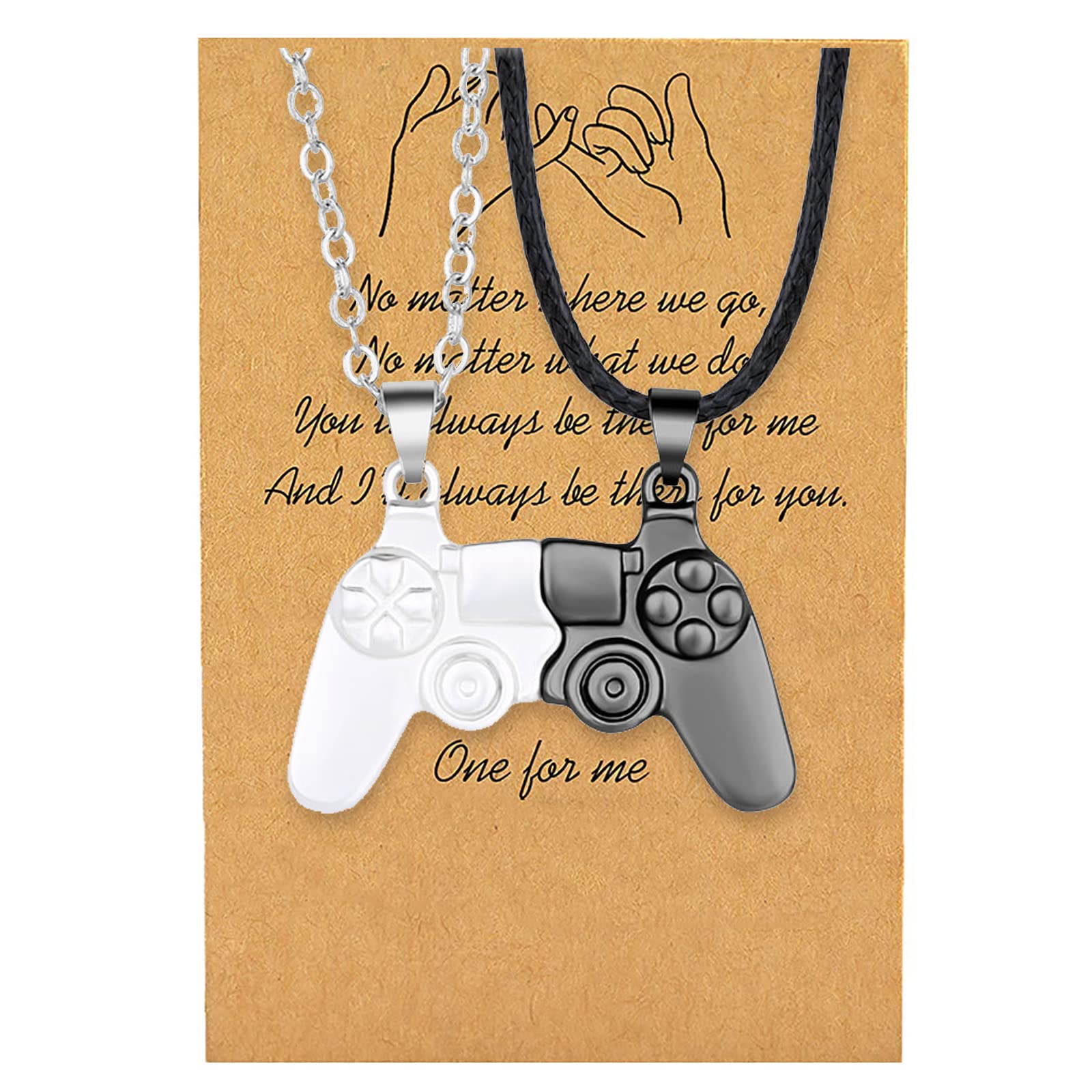HUASAI2 Pcs Friendship Necklaces for Best Friends Split Magnetic Game Controller Pendant Necklaces for Couples Matching Best Friends Forever Necklaces Set