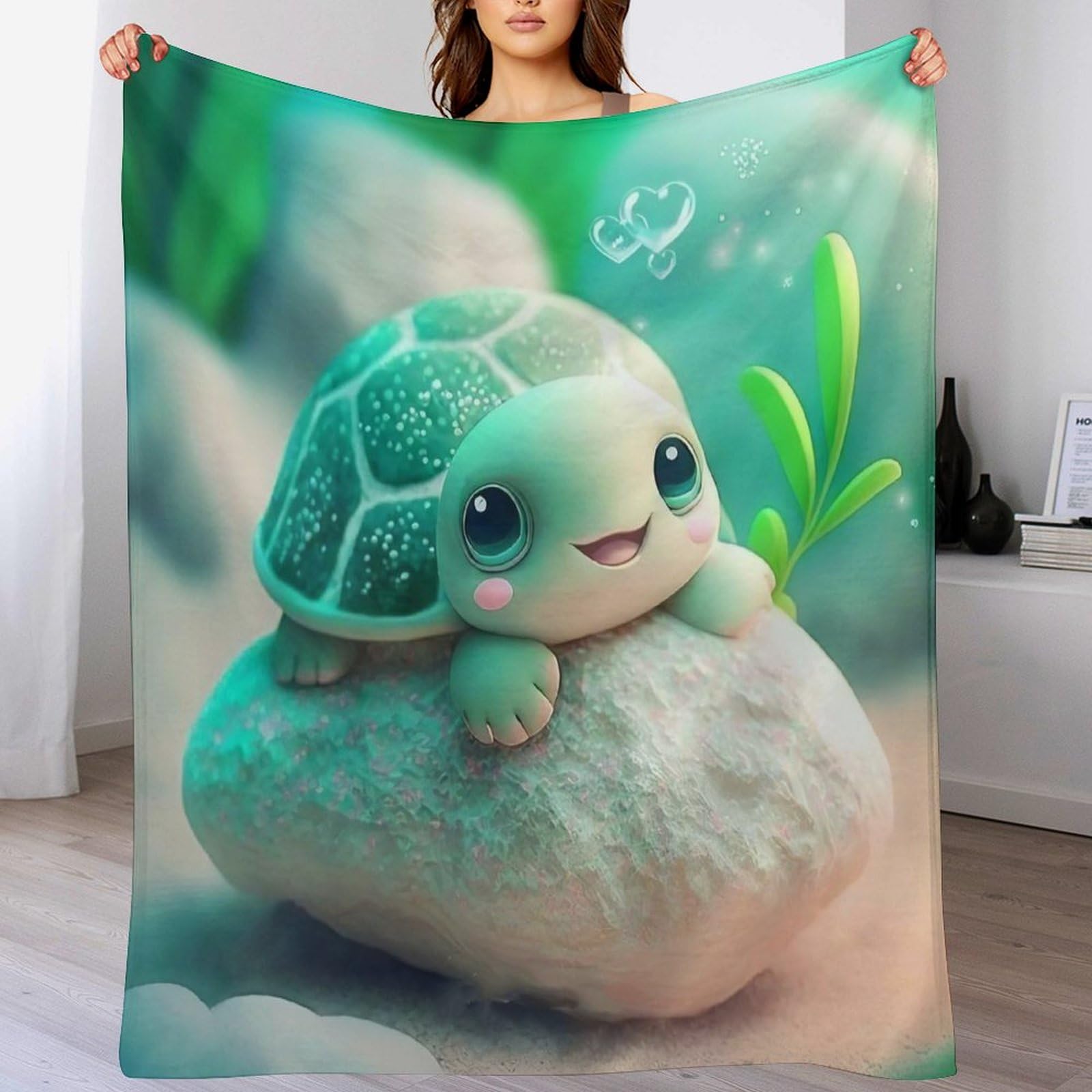 Manta de gran tamaño 180x200 cm cálida y supersuave de tortuga