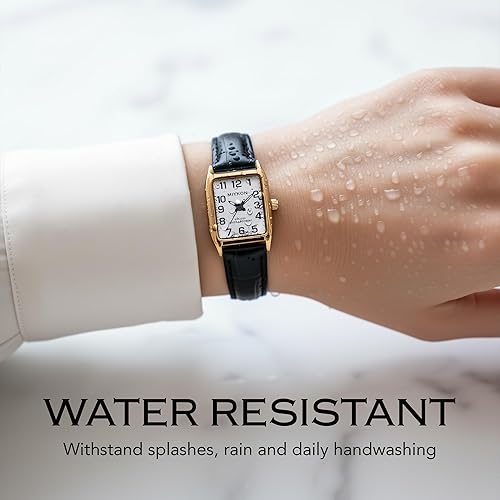 Miniatura 5 de Miykon Relojes vintage para mujer, pequeño y delicado, reloj cuadrado para mujer con piel auténtica, pulido iónico, luminoso y segundero, vidrio