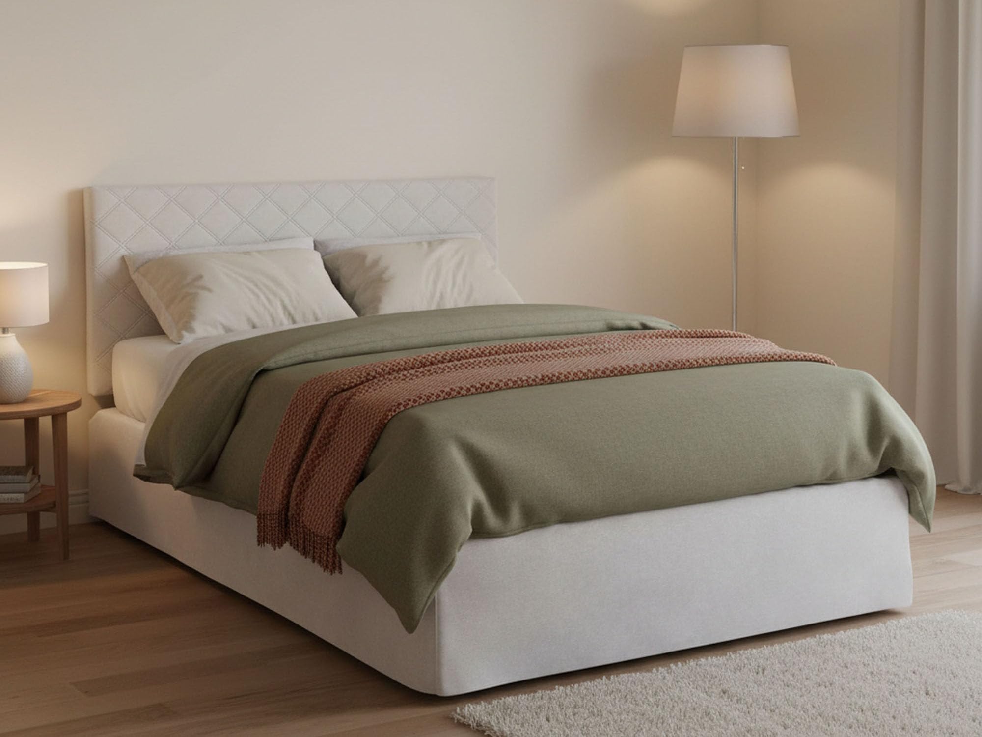 Talamo Italia Letto Piazza e Mezza Clea Bianco Sfoderabile Dimensione Materasso 120x190 cm, Imbottito