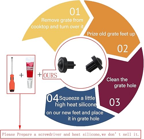Miniatura 2 de 5304475129 AP4499988 Rejilla de goma para estufa de gas Frigidaire Top Range Grate Foot Almohadillas de goma Frigidaire Piezas de estufa Frigidaire