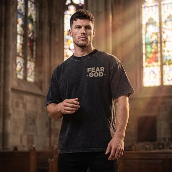 Graphic Tees Summer Women Men Cotton Novelty Oversized Crew Fear God in Bible Christian Washed T-Shirt