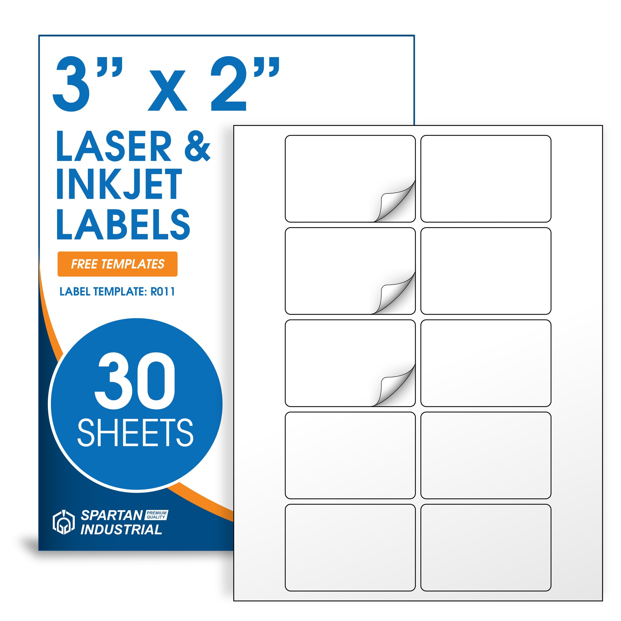 White Self-Adhesive Labels 3x2 Inch - 50 Printable Labels For Laser & Inkjet Printers | Shipping, Gift Tags & Organization