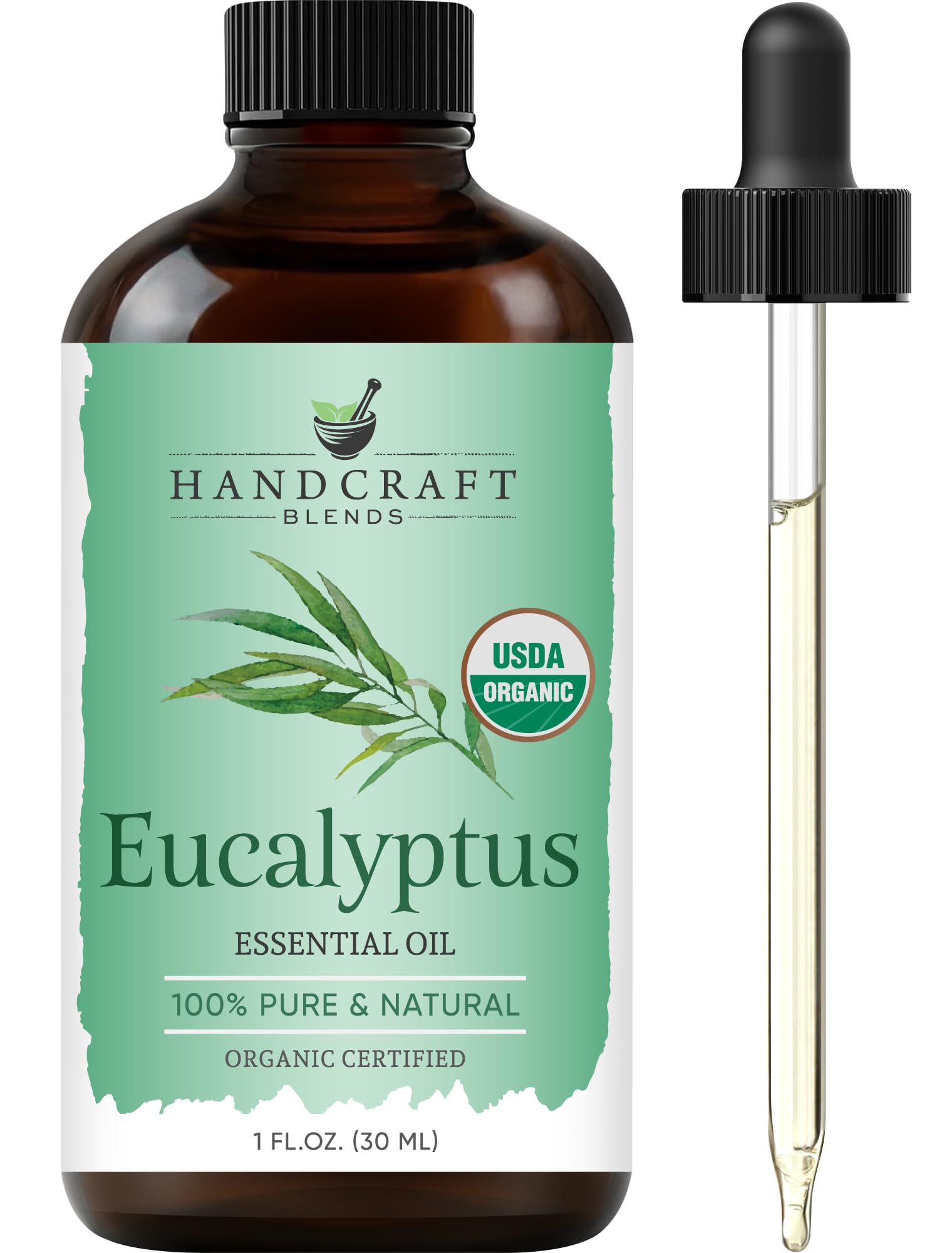 Handcraft BlendsOrganic Eucalyptus Essential Oil – 1 Fl Oz – 100% Pure and Natural – Premium Grade Essential Oil for Diffuser and AromatherapyUSDA Organic