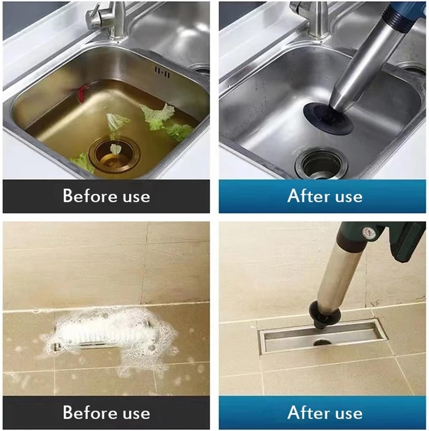 High-Pressure Air Plunger Sewer Piping Unclogging Machine Kit Toilet Dredge Tool for Kitchen Bathroom(Yellow)