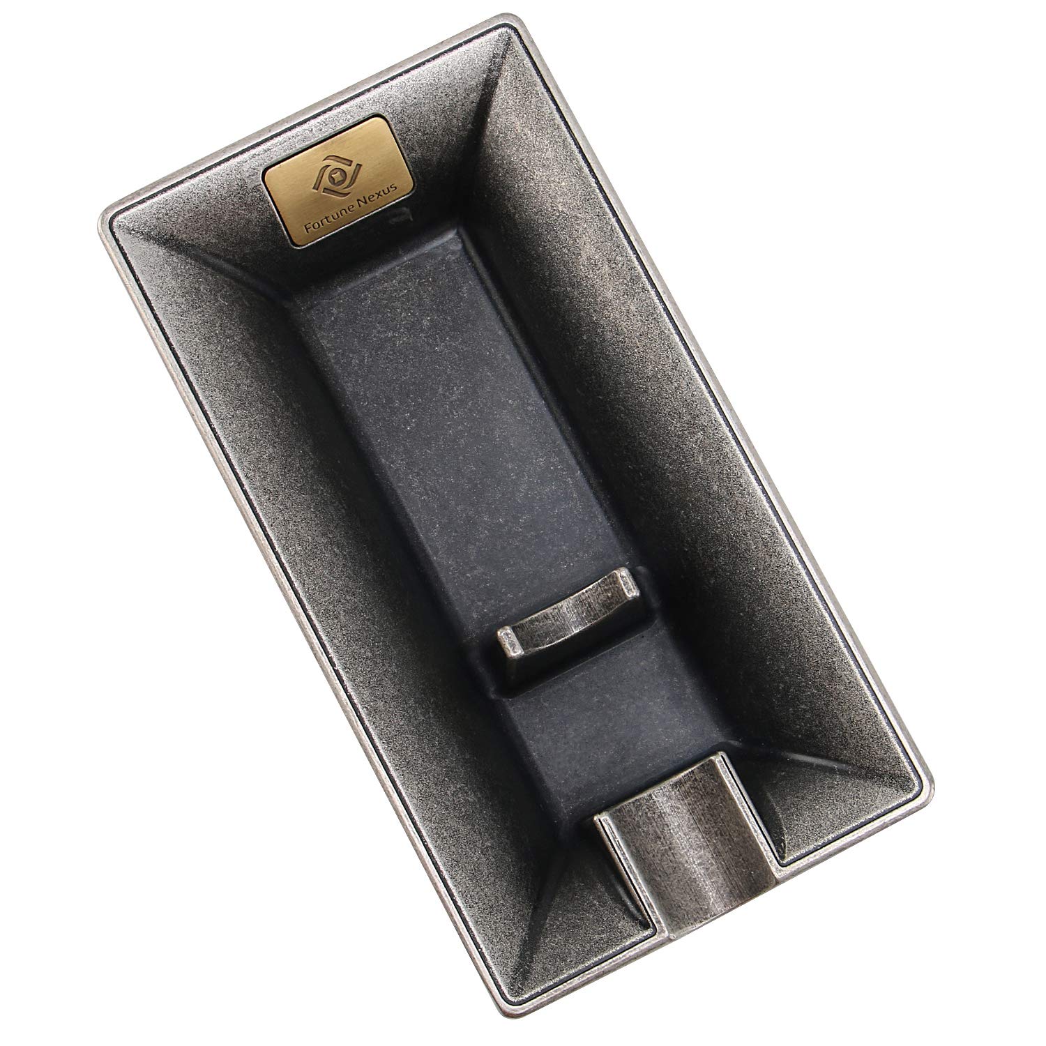 Fortune Nexus® Antique Silver Cigar Ashtray, Durable Home Ashtray, Single Slot Design