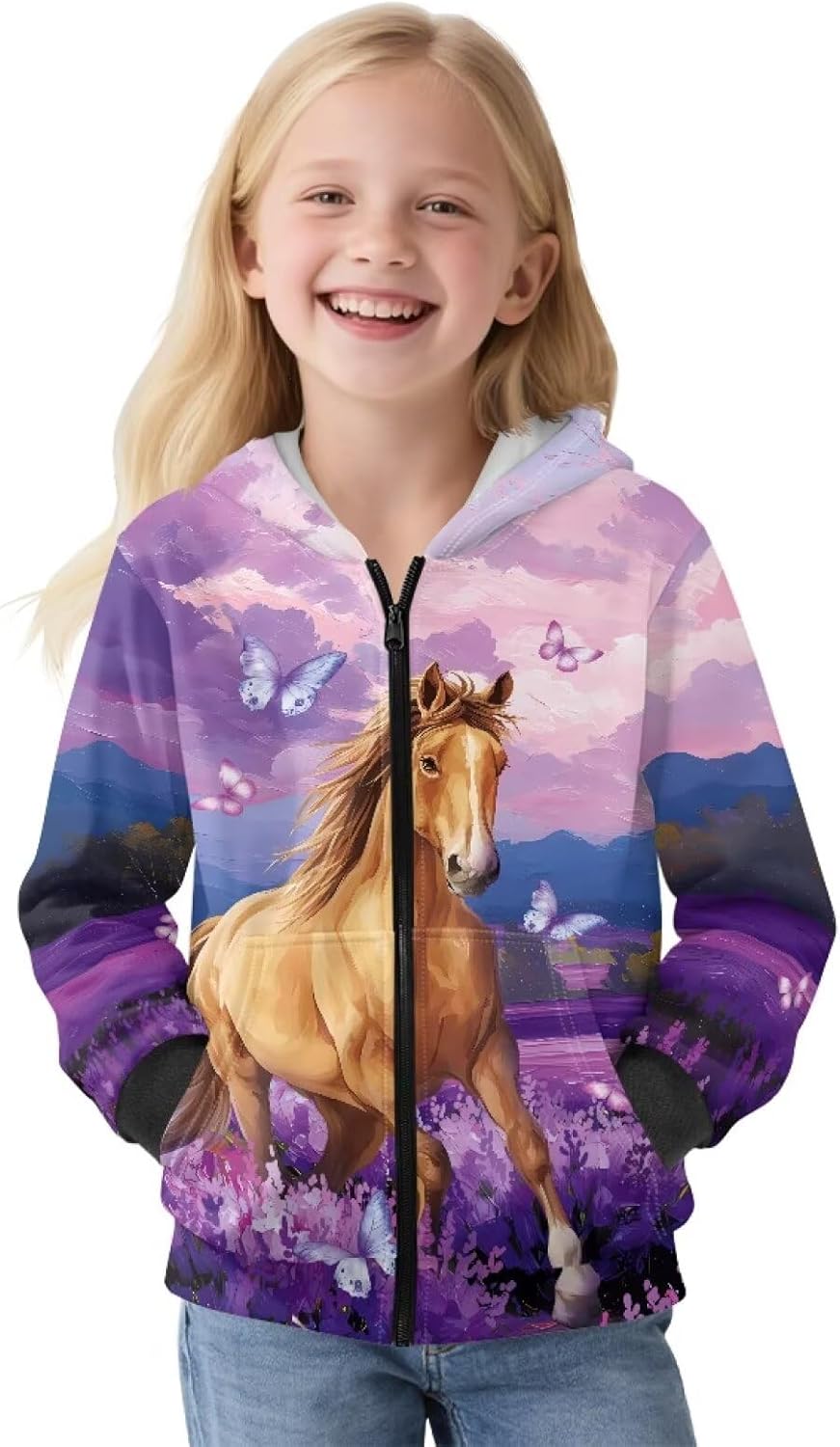 Girls' Zip Up Hoodies Fleece Sweaters Fall Winter Casual Long Sleeve Sweatshirts with Pockets for 6-16Y Kids Teens