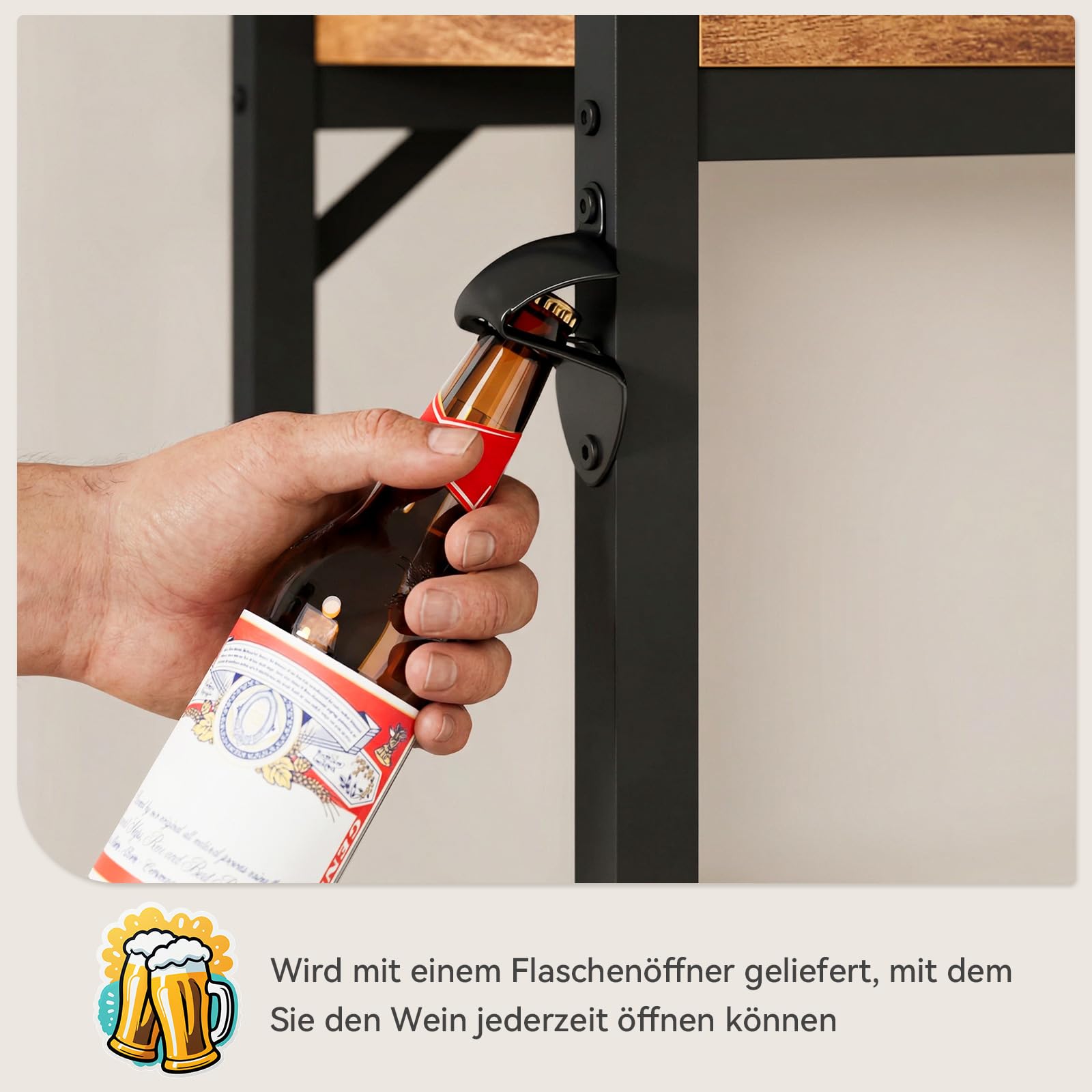 Aibiju Getränkekistenregal mit Ablage für 2 Kisten，32D x 47W x 116H cm Freistehend Kistenständer, Getränkeregal Wasserkistenregal, Bierkistenregal für Wohnzimmer, Küche, Weinkelle, YD-YLJ004H