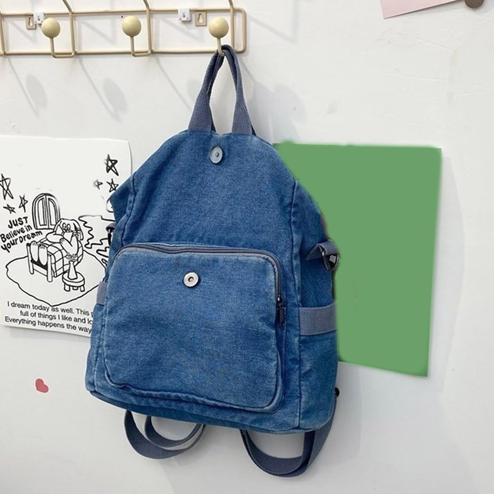 Trendy Denims Zaino per computer portatile per donne uomini borsa da scuola compatta con tasche multiple regolabile Crossbody borsa a tracolla multi scomparto zaino, Azzurro