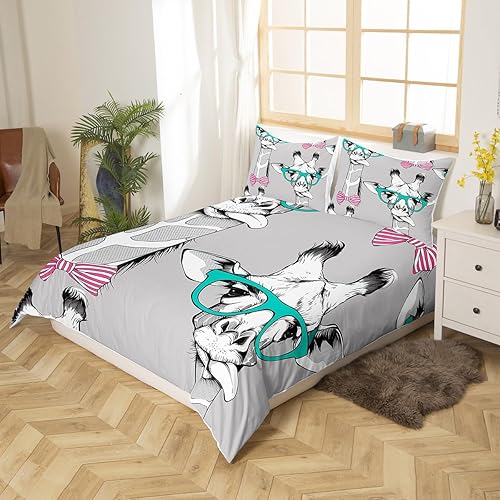 Miniatura 2 de Feelyou Juego de funda de edredón de jirafa para niñas y niños divertidos animales de dibujos animados juego de ropa de cama encantador juego de