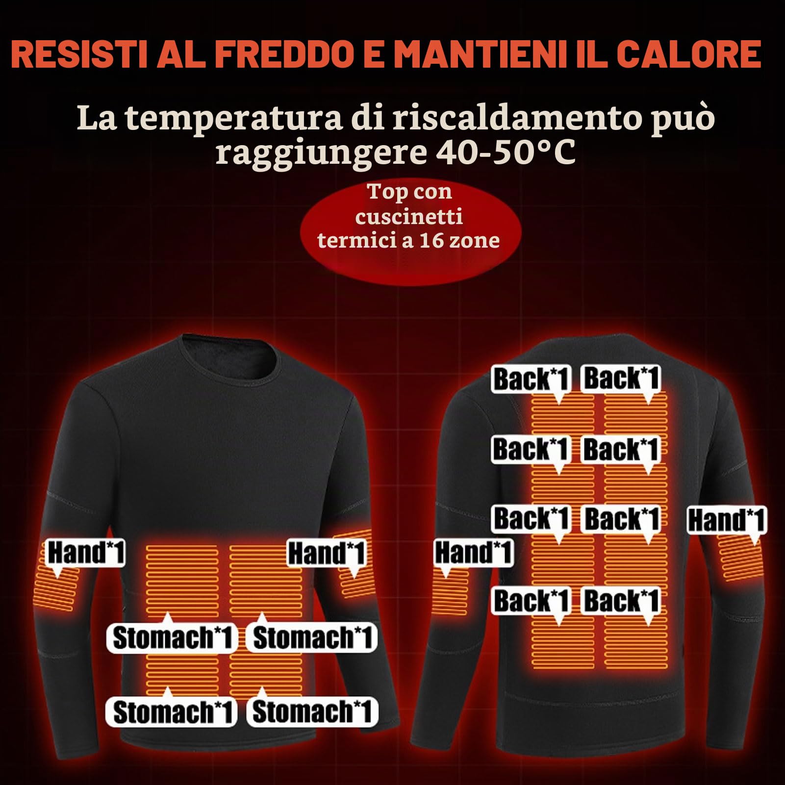 Intimo Termico riscaldato Set Intimo Funzionale da Donna Intimo Termico riscaldato USB Strato Base Intimo da Sci Pile Interno Invernale con 28 Zone riscaldate