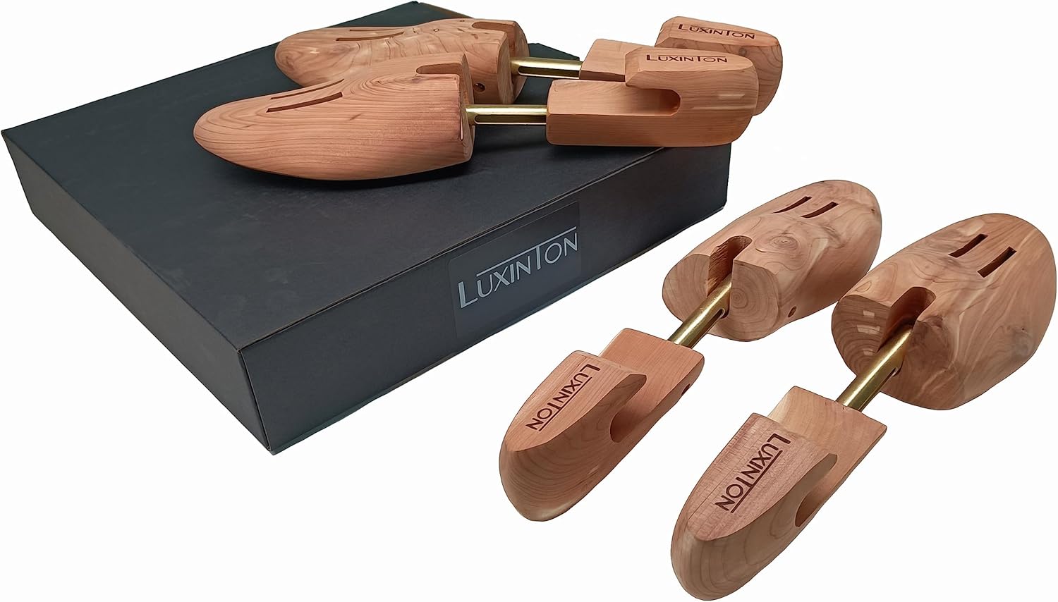 Cedar Shoe Tree Keeper for Men Hudson 2-pack Shoetree Adjustable Shoe Shaper Wood Shoe(for 2 pairs of shoes)