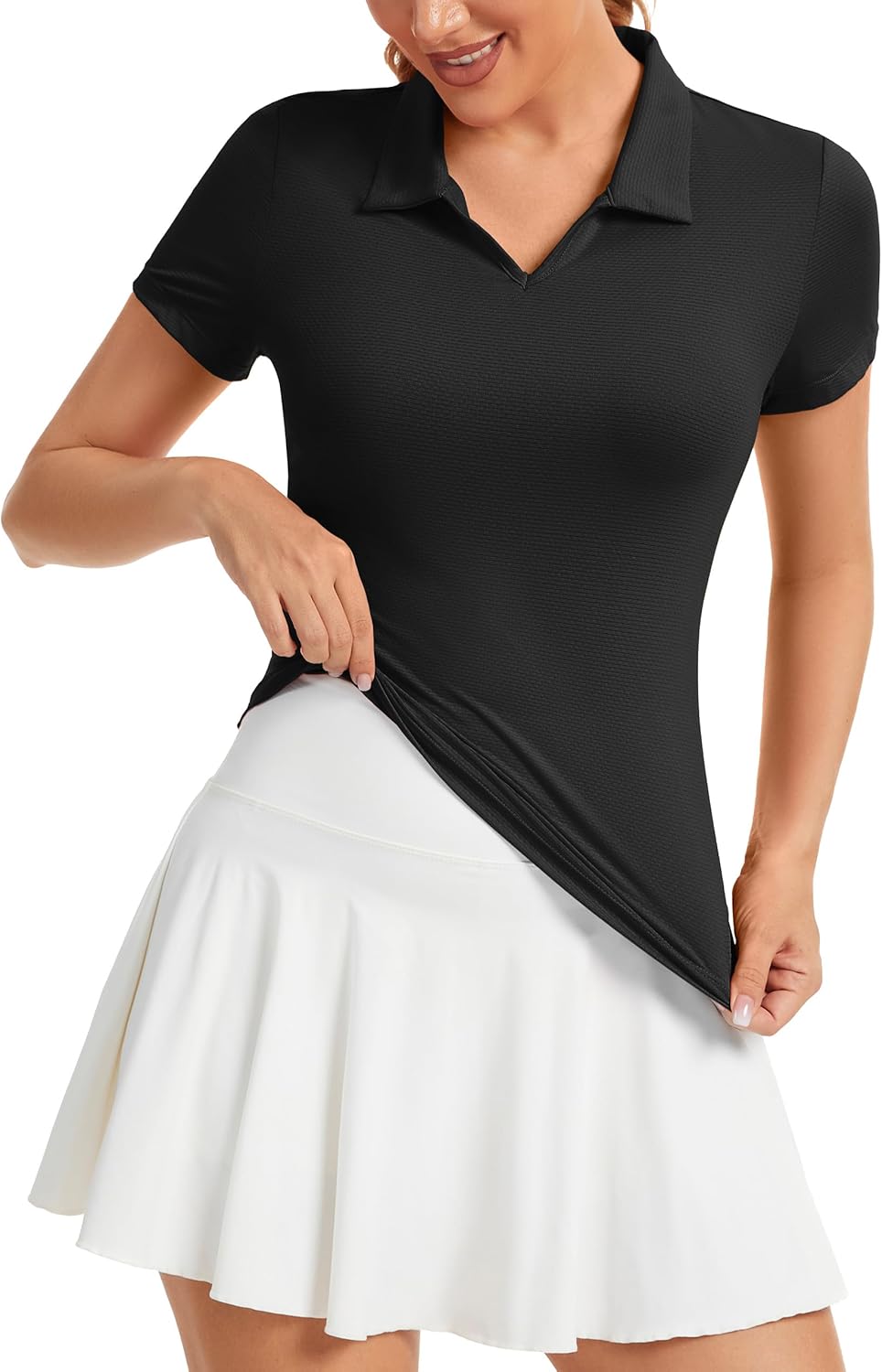 MathCat Womens Golf Shirt Short Sleeve Tennis Polo Shirts UPF50+ Sun Protection V Neck Collared Quick Dry Workout Tops - Image 5
