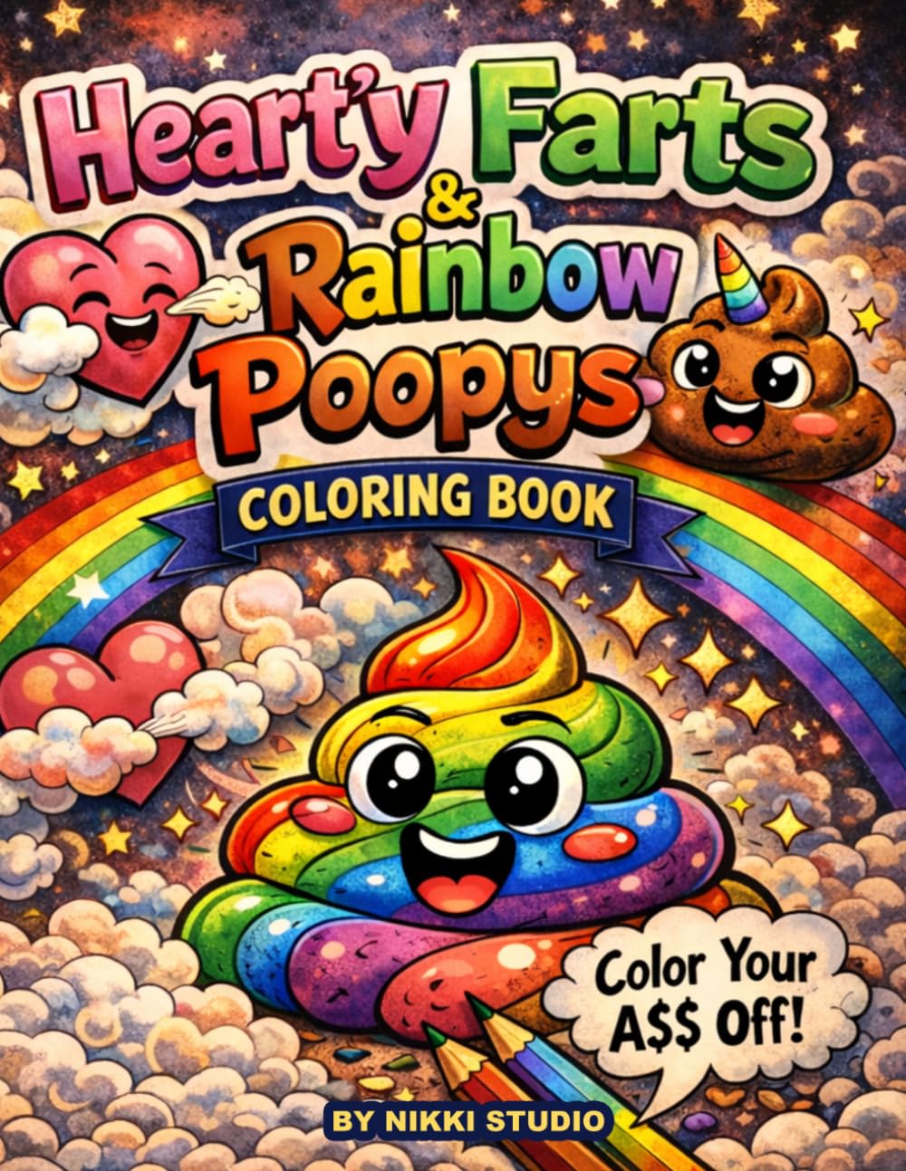 Heart'y Farts and Rainbow Poopys: A Hilarious Adult Coloring Book of Silly Poops, Heart Farts, Gas Gags, and Ridiculous Humor for Stress Relief and Laugh-Out-Loud Fun