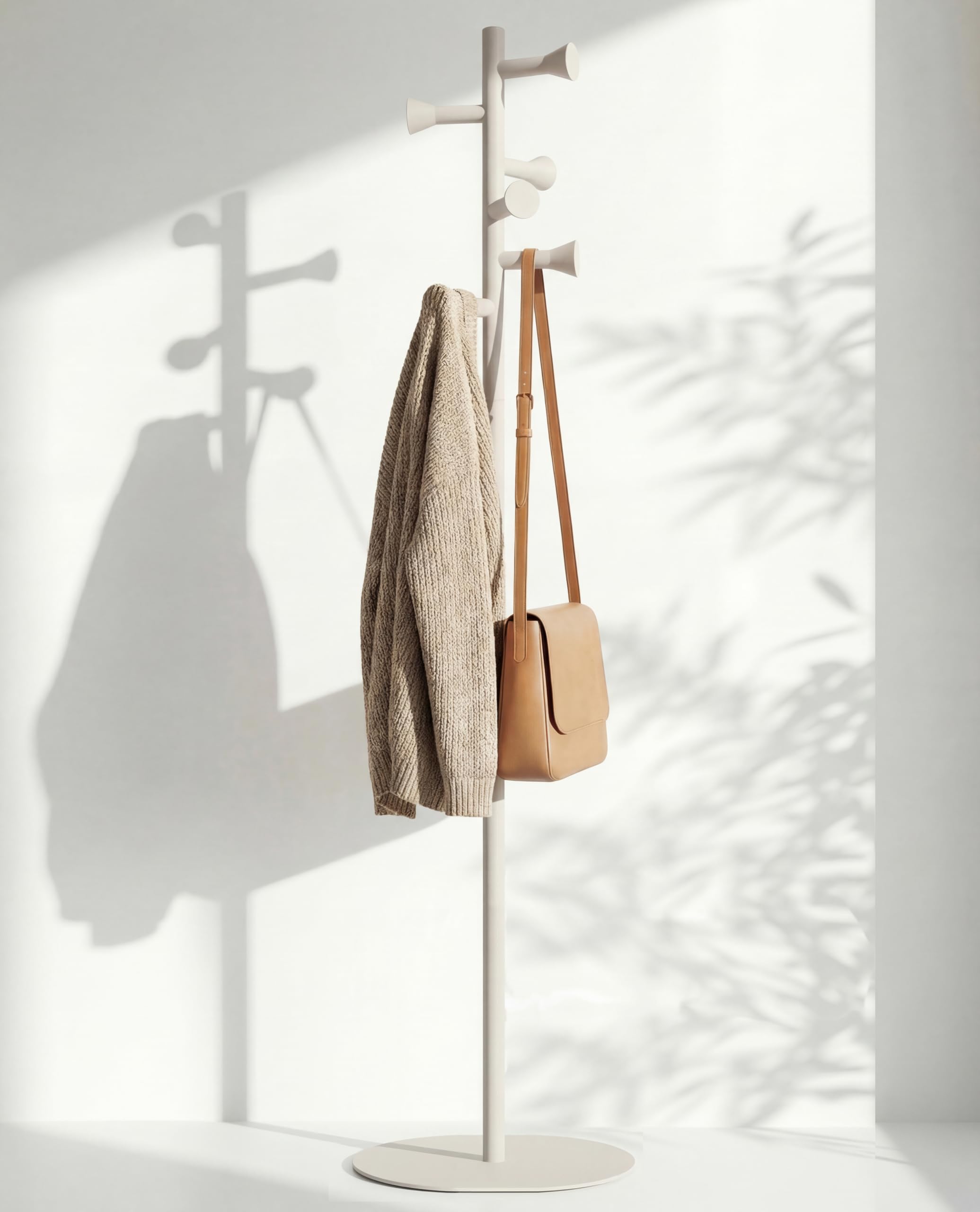 nidoshu Garderobenständer hellgrau aus Metall, Kleiderständer klein, keine sichtbaren Schrauben, stabil und platzsparend, minimalistisches Design, Flurgarderobe für kleine Räume (HELLGRAU MATT)