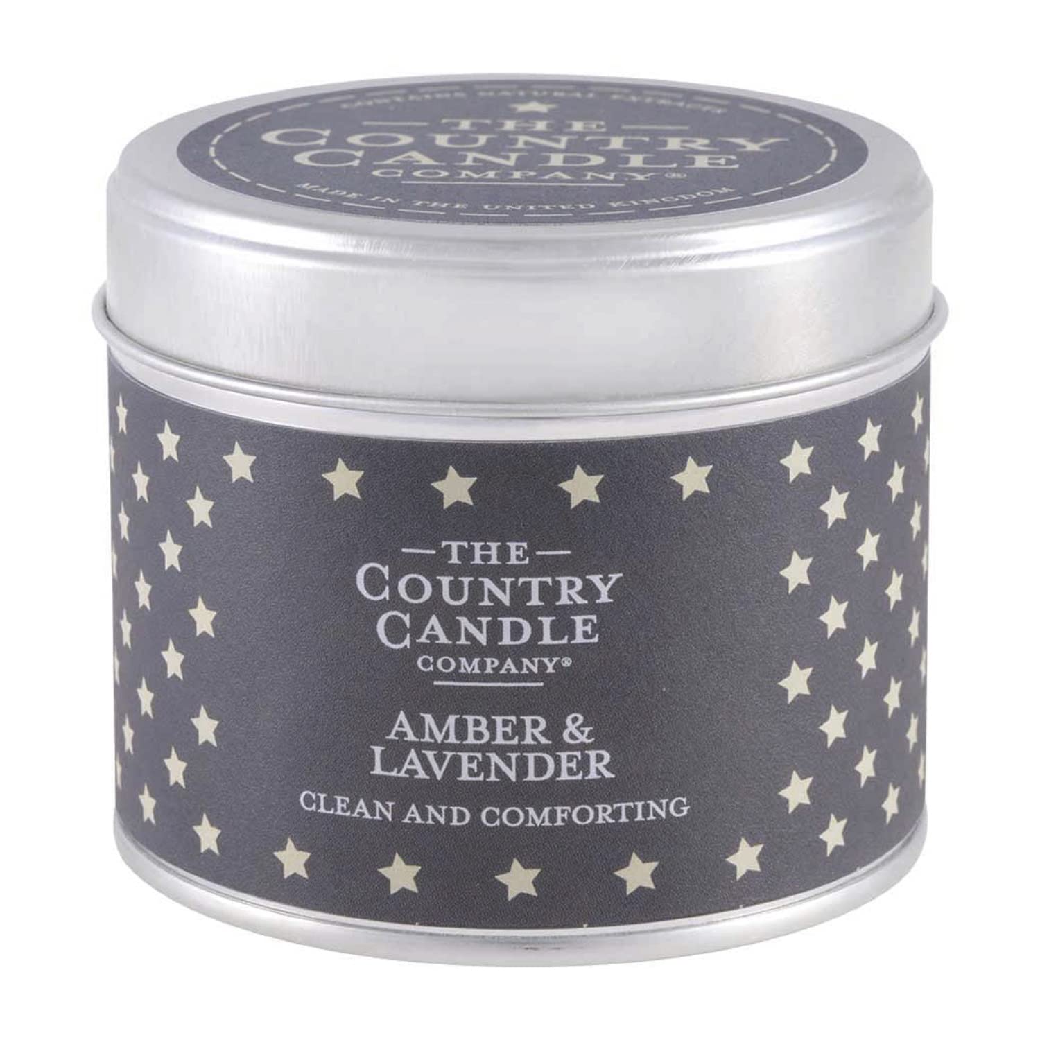 The Country Candle CompanyAmber and Lavender Tin Candle, Metal, Navy, 7.5x7.5x6.6 cm