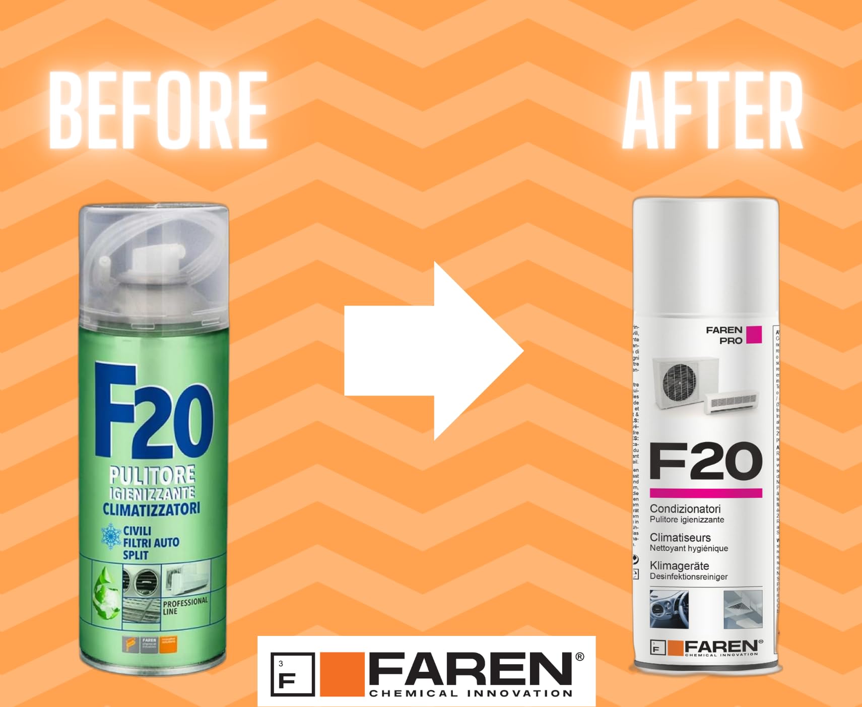 FAREN - Igienizzante per Condizionatore Clima, Pulitore Climatizzazione, Soluzione Alcolica, Azione Profumante, Anti-Batterico, 400 ml, Confezione da 1