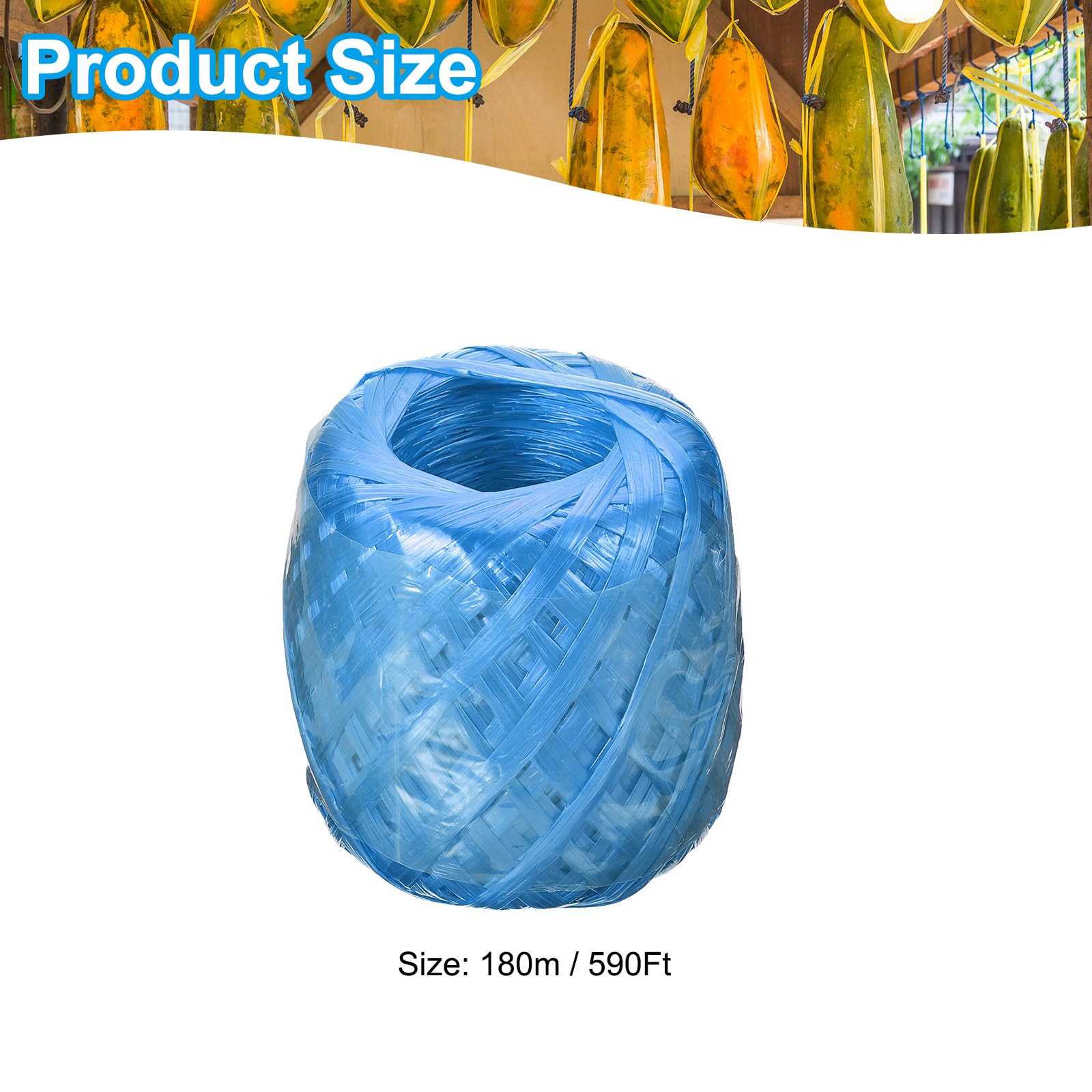 PATIKIL 180m/590Ft Polyester Nylon Plastic Rope, Twine Household Bundles Ropes Roll for Gardening Packing Crafting DIY Blue - Image 2