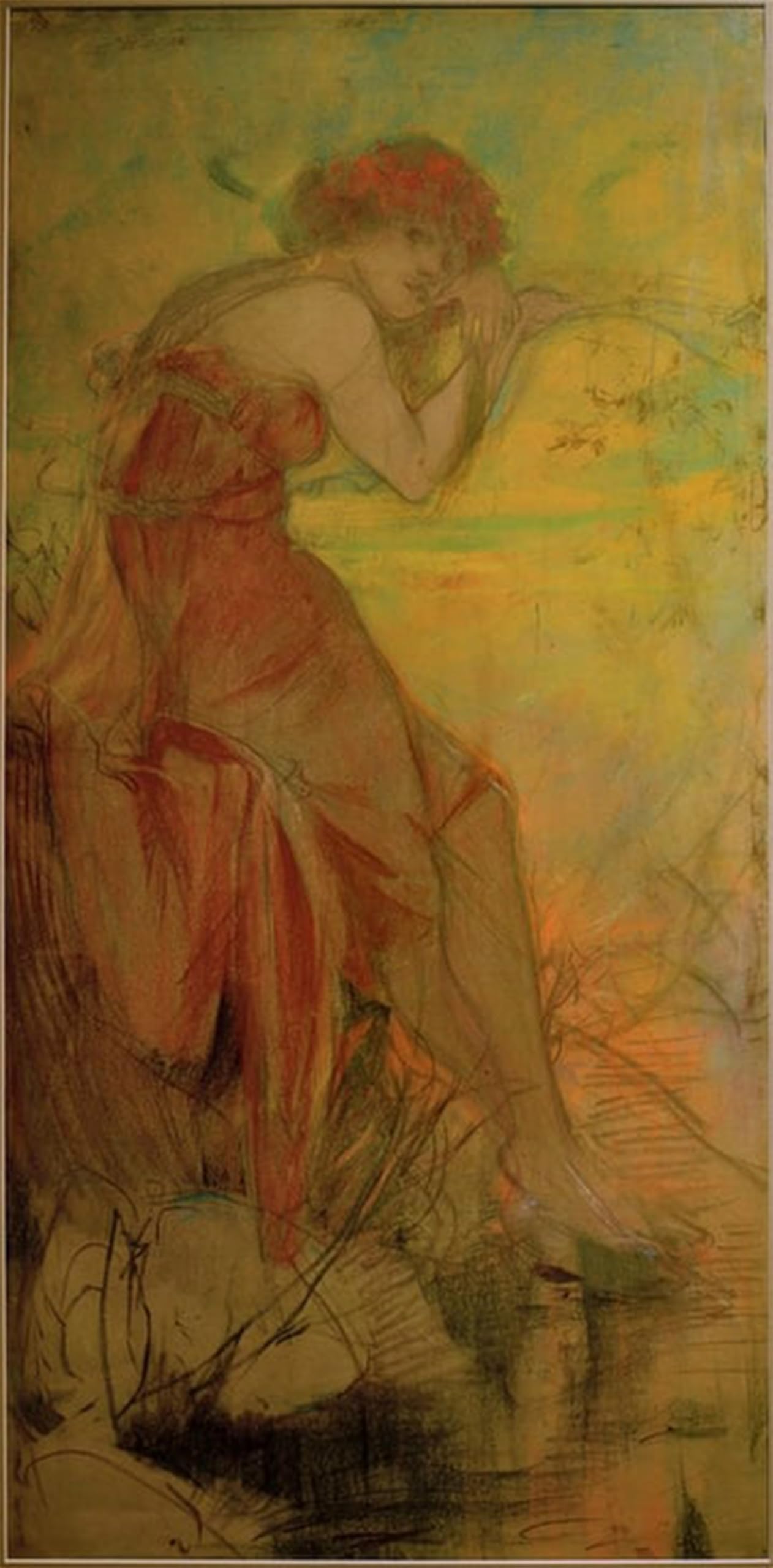 Artxlxxbn No Frame Famous Print Painting Colorful Art Print The Dance By Alphonse Mucha Canvas Art Decorations For Home Decor 60X90cm