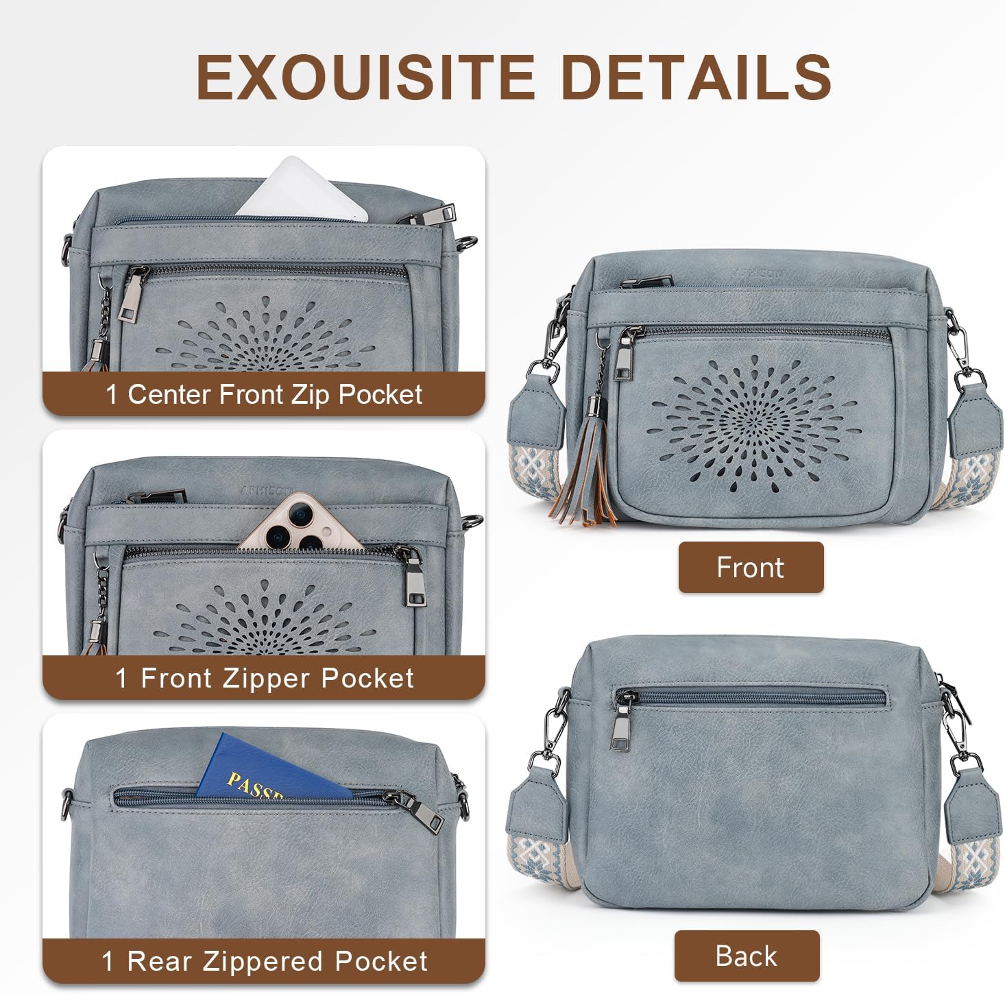 APHISON Crossbody Bags for Women Trendy, Leather Crossbody Purses Shoulder Handbags with Adjustable Guitar Strap - Image 6