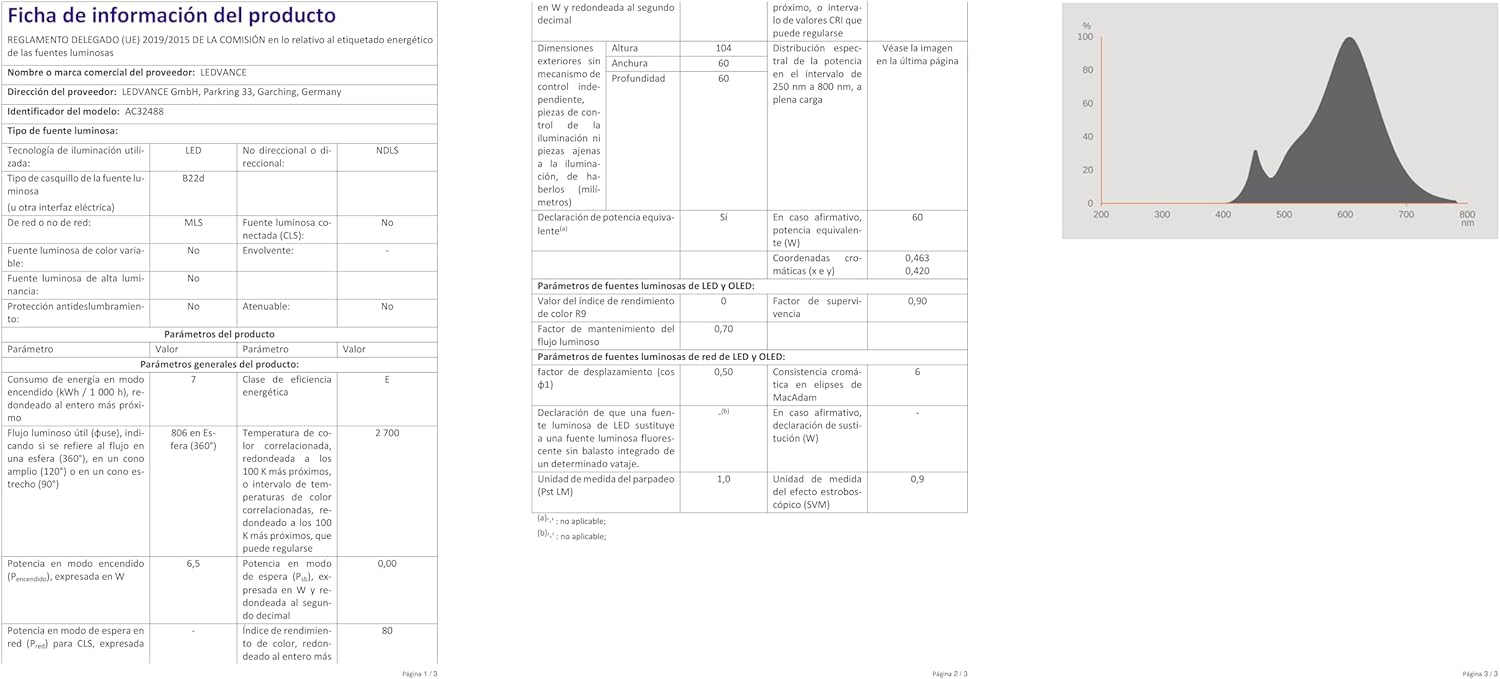 Osram Bulb Shape Base Classic A Led Lamp, Glass, Warm White, B22D, 7 W, Set Of 3