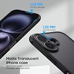 Tobfit for iPhone 16 Military-Grade Drop Protection,Shockproof for iPhone 16 Phone Case,Translucent Matte Anti-Slip Cover,Shockproof Design (Black)