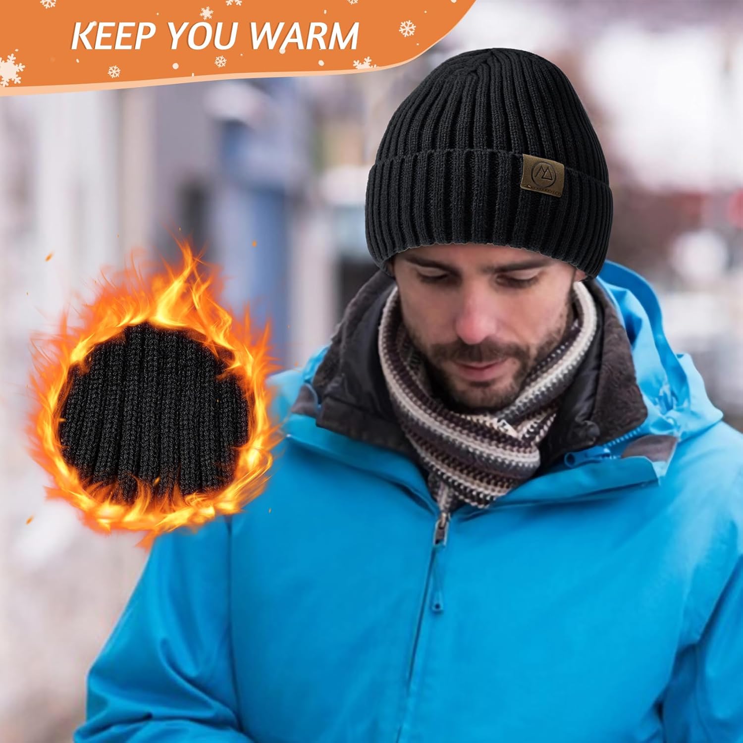 Unisex Satin Lined Beanie Warm Winter Hat Silk Lined Beanie for Women Men Knit Slouchy Hat - Image 3