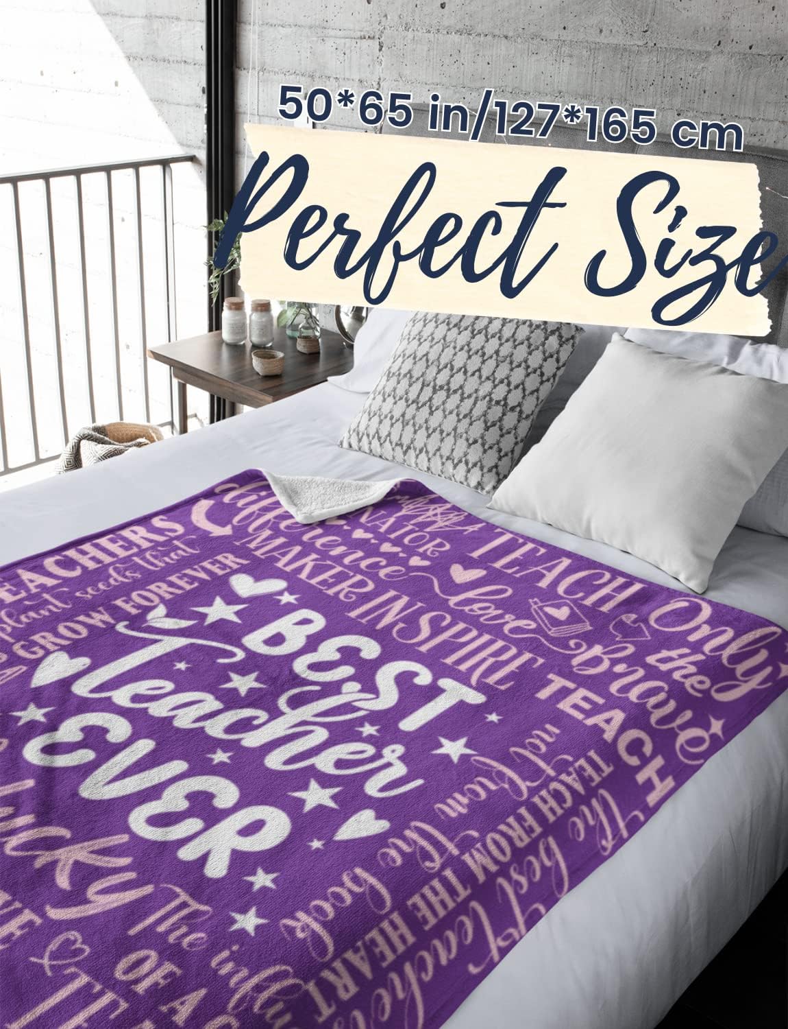 Teacher Appreciation Gifts for Women Men, Flannel Blanket Throws with Message for All Teachers, Birthday, Christmas, Retirement, 50"x 65", Violet - Image 4
