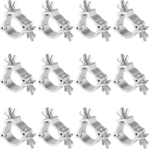 PINGEUI Paquete de 12 abrazaderas de luz de escenario, abrazadera de iluminación de escenario de aleación de aluminio de 2 pulgadas, abrazadera O