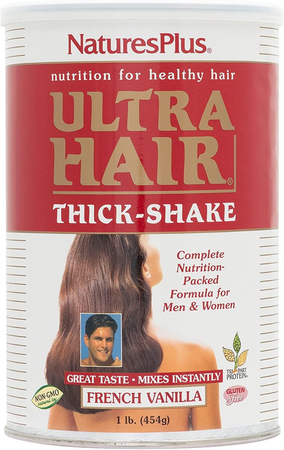 NaturesPlus Ultra Hair Thick Shake - 1 lb, Hair Protein Shake - French Vanilla Flavor - Healthy Hair Growth Supplement with Vitamins & Minerals - Non-GMO, Gluten-Free - 16 Servings