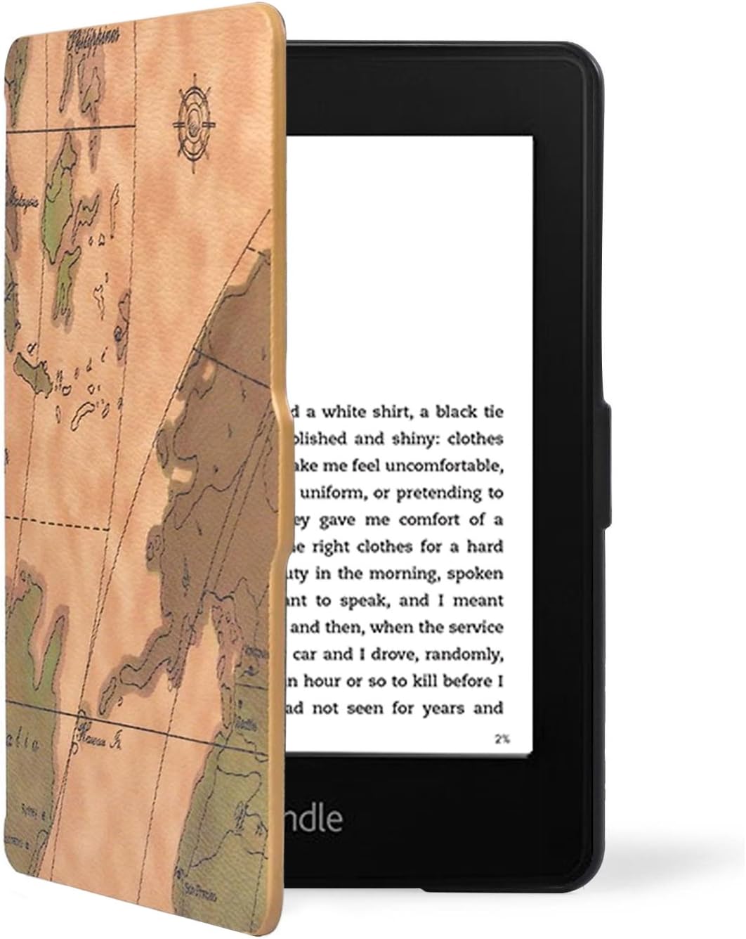 OMOTON Kindle Paperwhite Case (10th Generation-2018), Smart Shell Cover with Auto Sleep Wake Feature for Kindle Paperwhite 10th Gen 2018 Released (Brown Map)