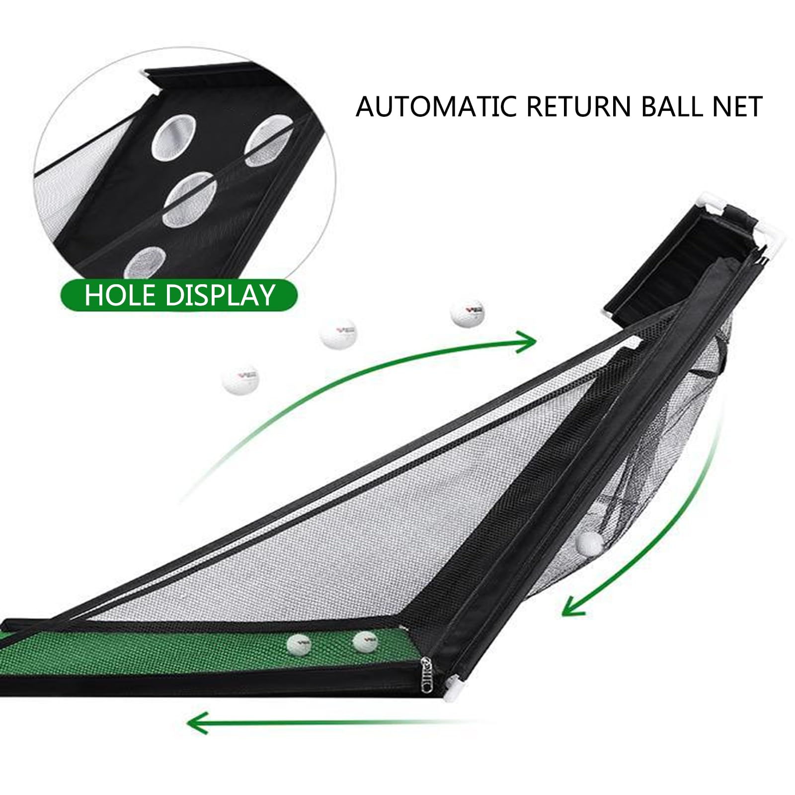 Rete da Allenamento Portatile Pieghevole per Chipping da Golf per Interni, Set per Pratica del Putting, Set Regalo da Golf per Adulti per Ufficio a casa e all'aperto, 250 x 45 cm