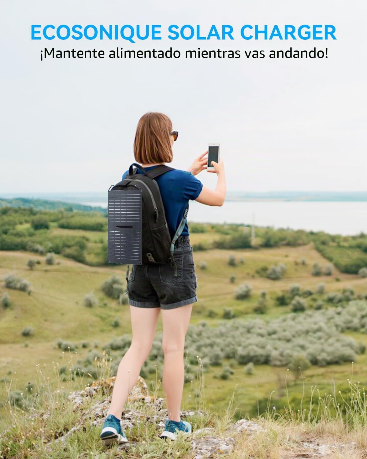 Ecosonique - Panel solárico plegable de 15/30/60 W, carga rápida dual USB-A/C, IP67 ETFE, ultraligero para camping, compatible con iPhone, Samsung, Google Pixel