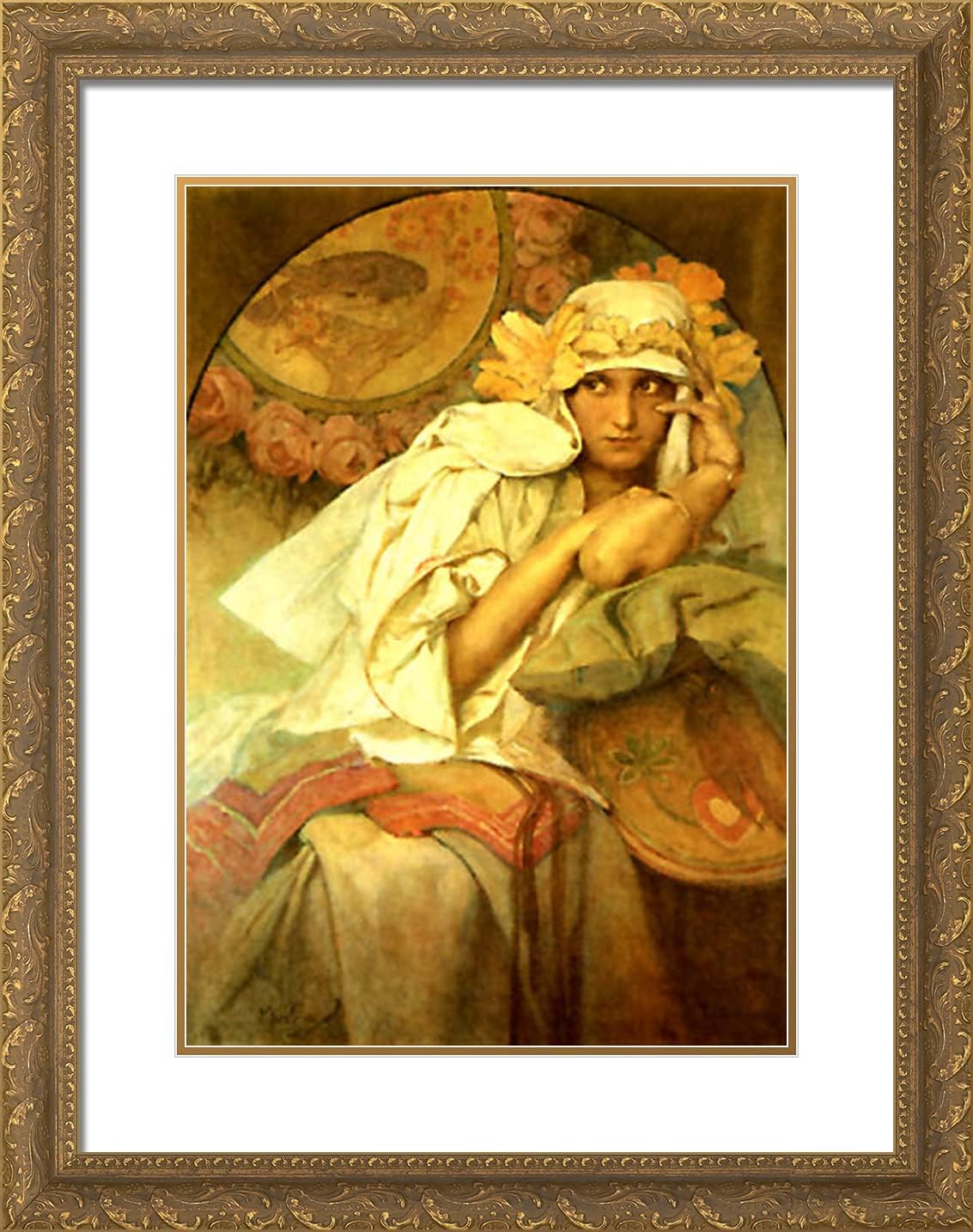ArtDirect Mucha, Alphonse 19x24 Black Modern Framed Art Print Titled: Muse