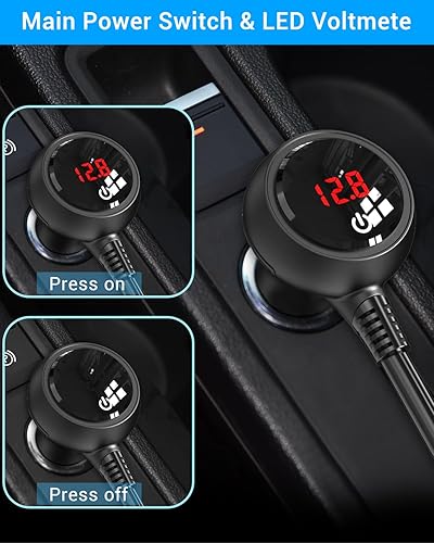 Miniatura 5 de Qidoe - Divisor de cargador de automóvil de 200 W, adaptador de encendedor de cigarrillos de 3 enchufes con PD30W USB-C y QC3.0, cargador de