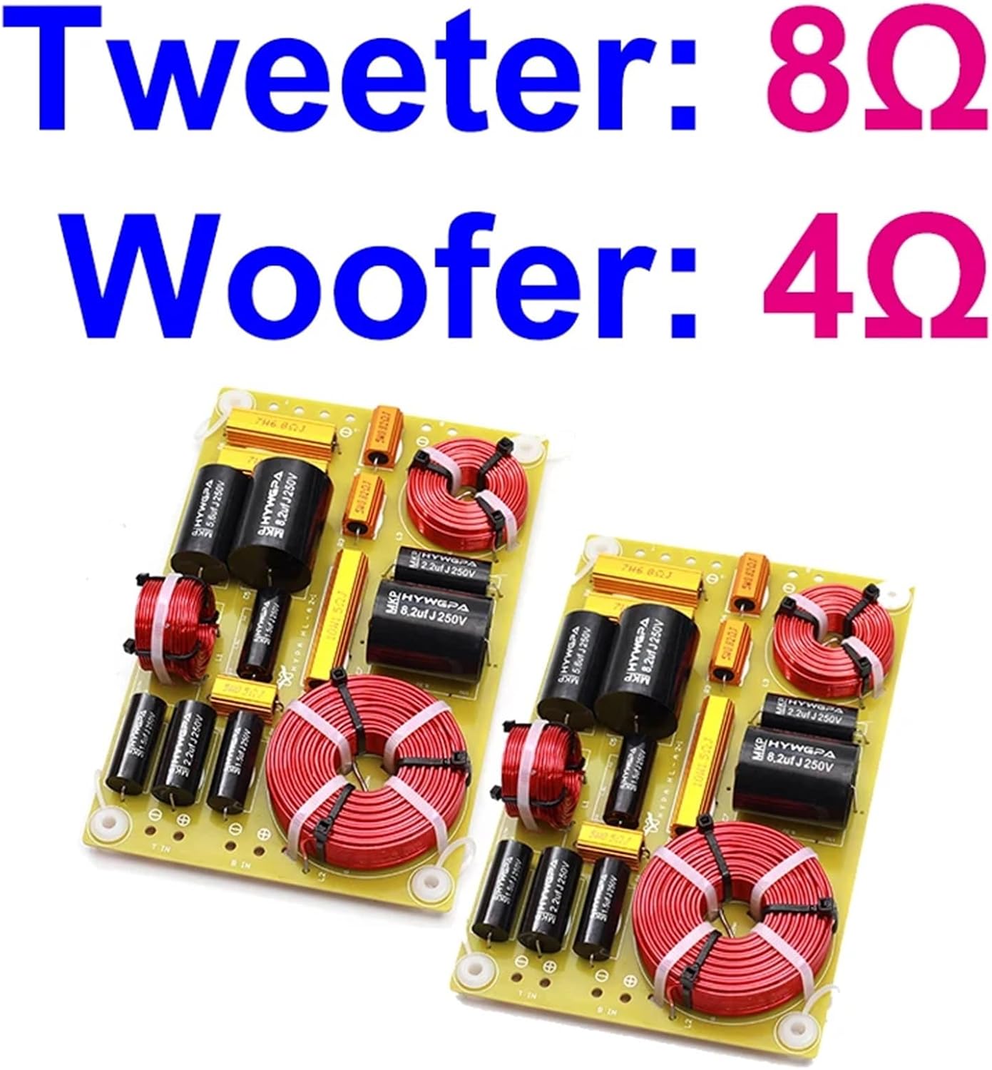 2PCS 200W 3200Hz 4/6/8 ohm 2-Way Audio HiFi Filter Circuit Board Stereo Speaker Crossover Filters Frequency Dividers (Color : T8 W4)