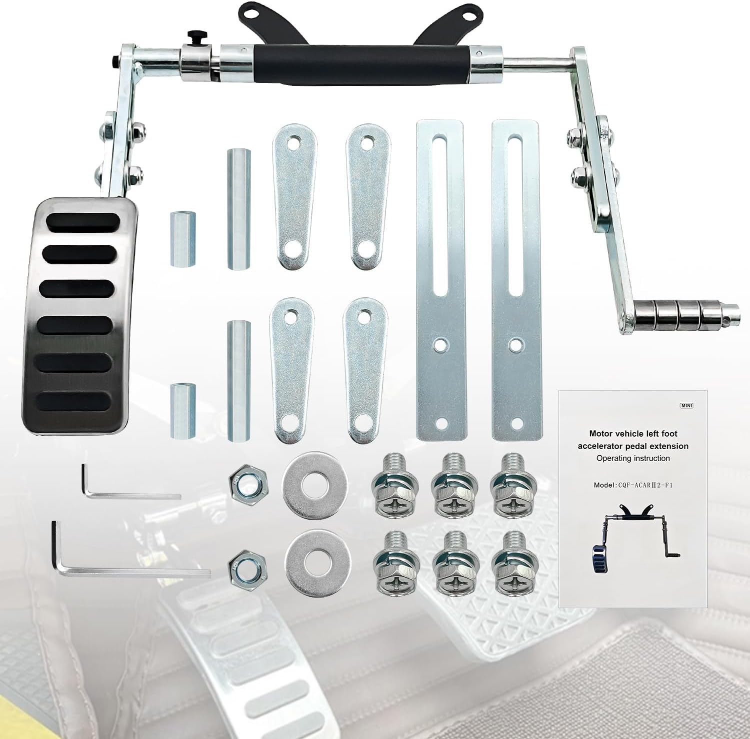 Universal Left Foot Accelerator Pedal, Assist for Handicap Disabled Injured Stroke Drivers, Removable and Adjustable Design Compatible with Most Automatic Vehicle Models