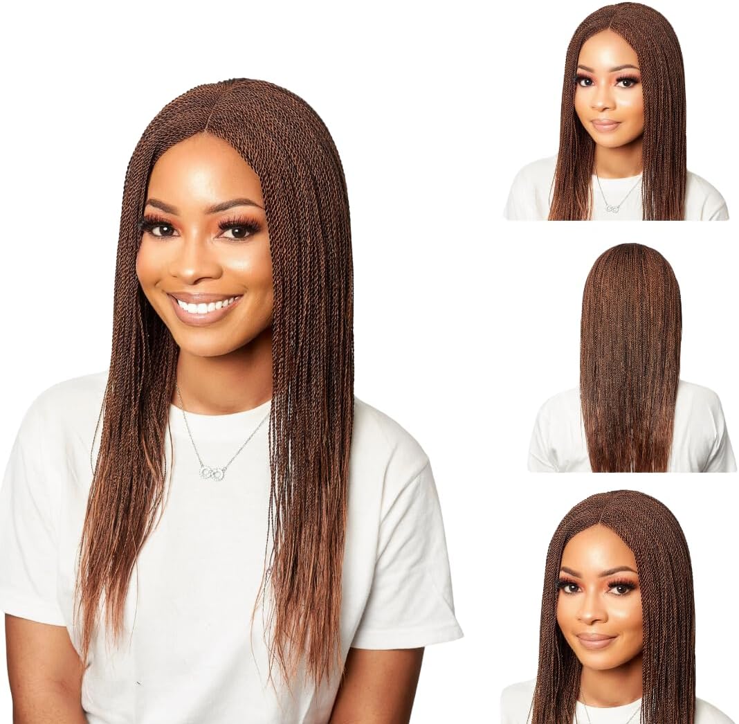 Twisted Wigs, Micro Million Twist Wig - Color 30/33 Mix - 18 Inches. Synthetic Hand Braided Wigs for Black Women. (NILT18-3033)
