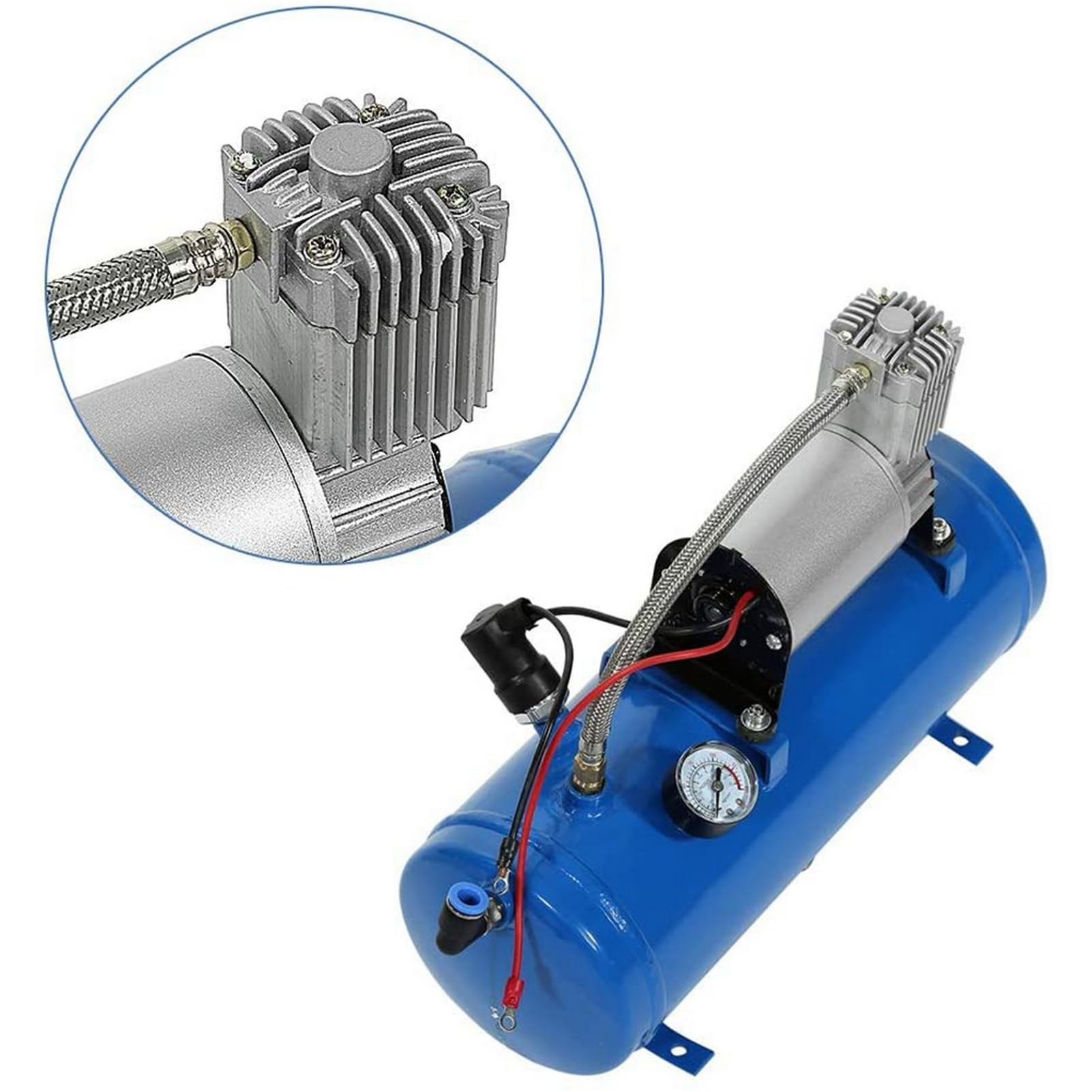 Haofy Sprężarka Powietrza 150 Psi, Pompa do Pompowania Opon 12 V z Wbudowanym Zabezpieczeniem Temperaturowym i Zbiornikiem o Pojemności 6 Litrów, do Opon Pojazdów Ciężarowych RV