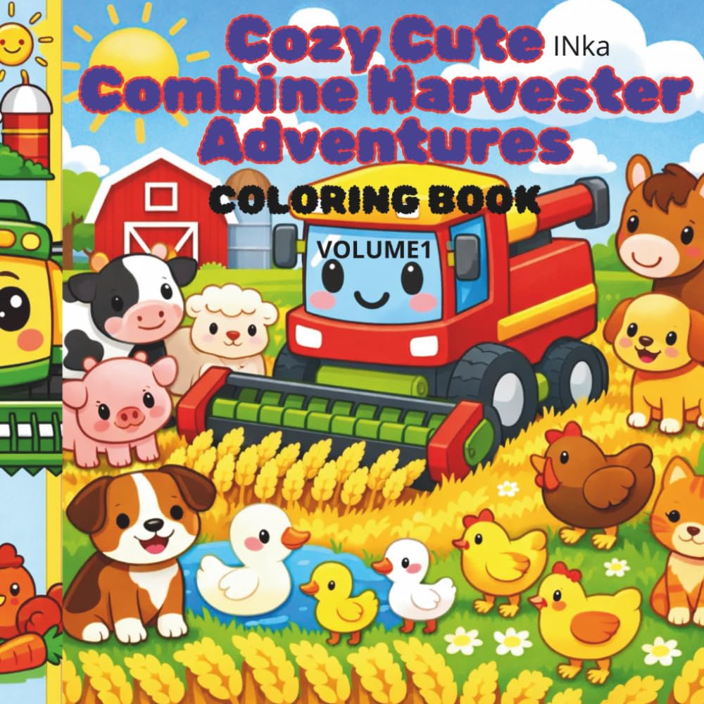 Cozy Cute Combine Harvester Adventures: A Fun Farm Coloring Book for Toddlers Ages 2–4