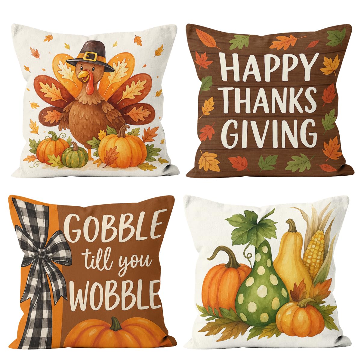 PTWZJN Autumn Harvest Pillow Covers, Set of 4