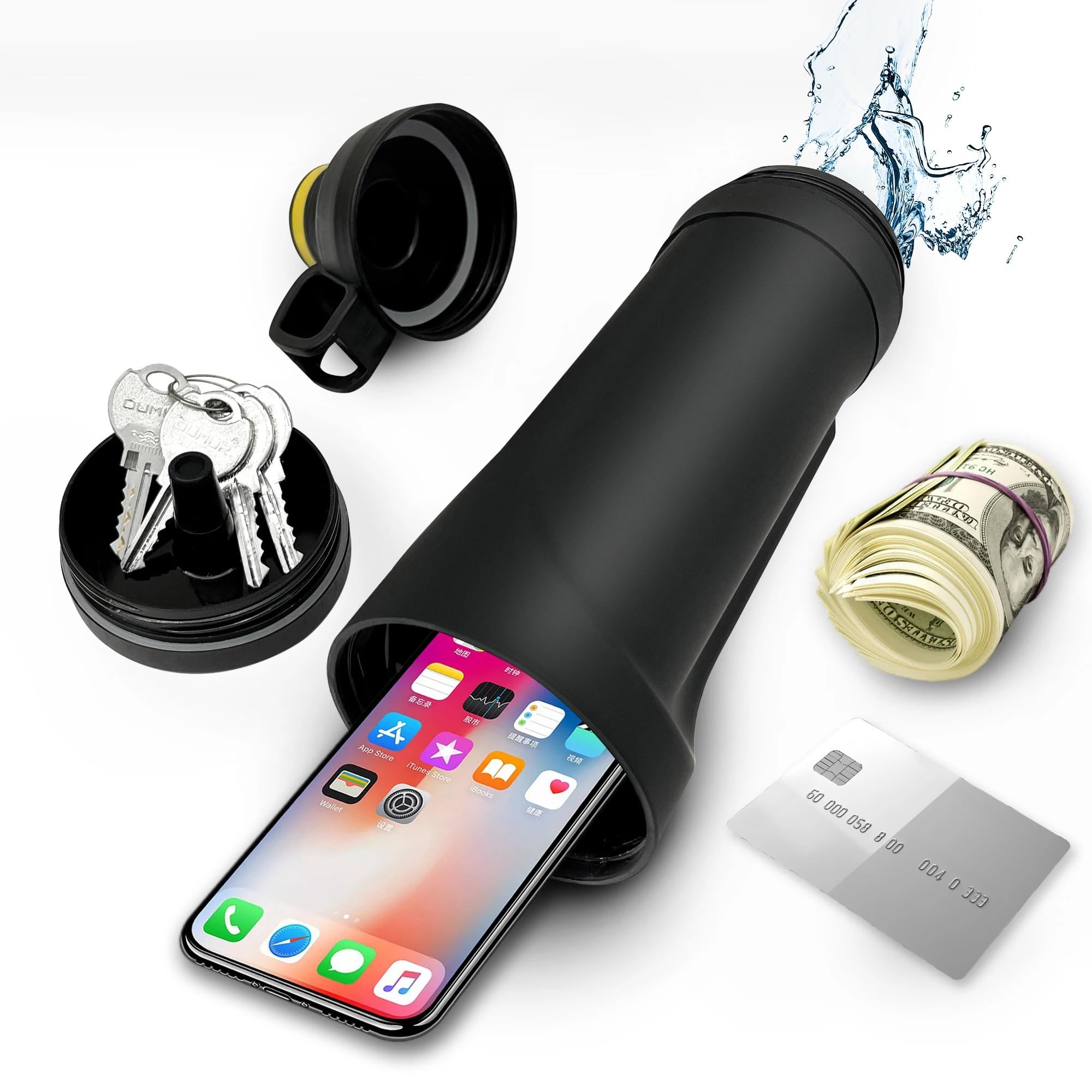 Borraccia nascosta con scomparto – la migliore cassaforte da viaggio per oggetti di valore, cassaforte per armadietto, custodia elettronica nera, soluzione di sicurezza portatile