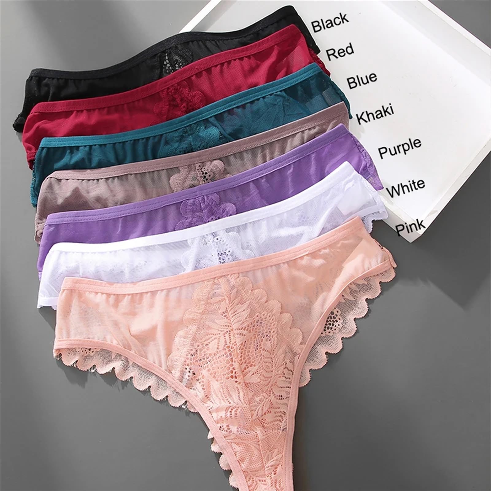 Mutande Bikini Slip 3 pezzi/set sexy perizoma in pizzo da donna mutandine perizoma tinta unita con prospettiva floreale biancheria intima femminile morbida e traspirante lingerie(SET 16 3pcs,S)