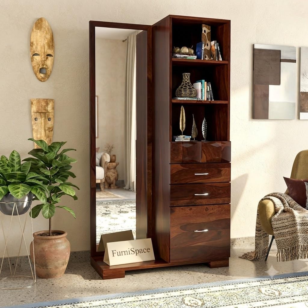 Sheesham Wood DressingTable with Mirror and Storage Premium Vanity Table Luxury Modern Dressing Table Design (Walnut 6)-image-48