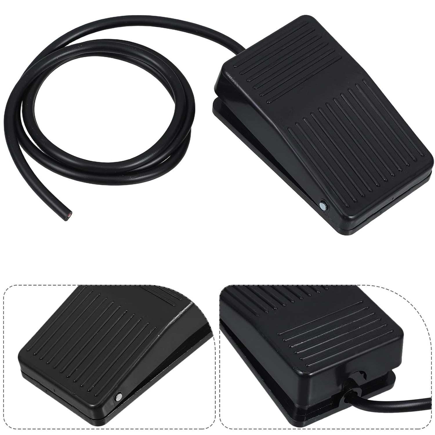 Foot Switch Pedal Tfs-01 with 1m Cable Silver Contacts Plastic Housing Non-Slip Momentary Industrial Foot Operated Switch for Woodworking and Shop Press Accessories