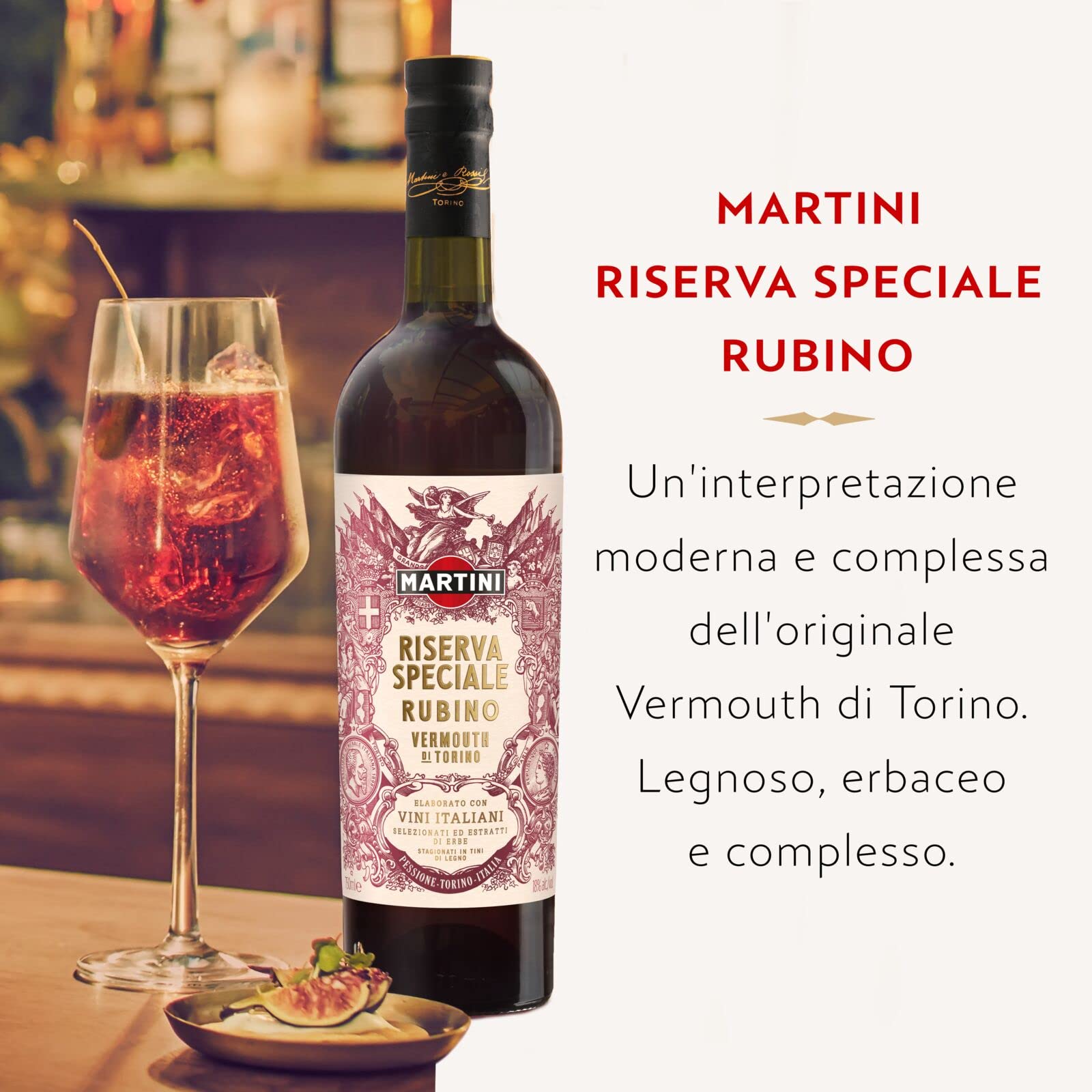 Martini Negroni Cocktail Kit Gift Set, Include Martini Riserva Speciale Rubino Vermouth 75cl, Martini Riserva Speciale Bitter 70cl, Gin Bombay Sapphire 35cl, Bicchiere Tumbler Martini
