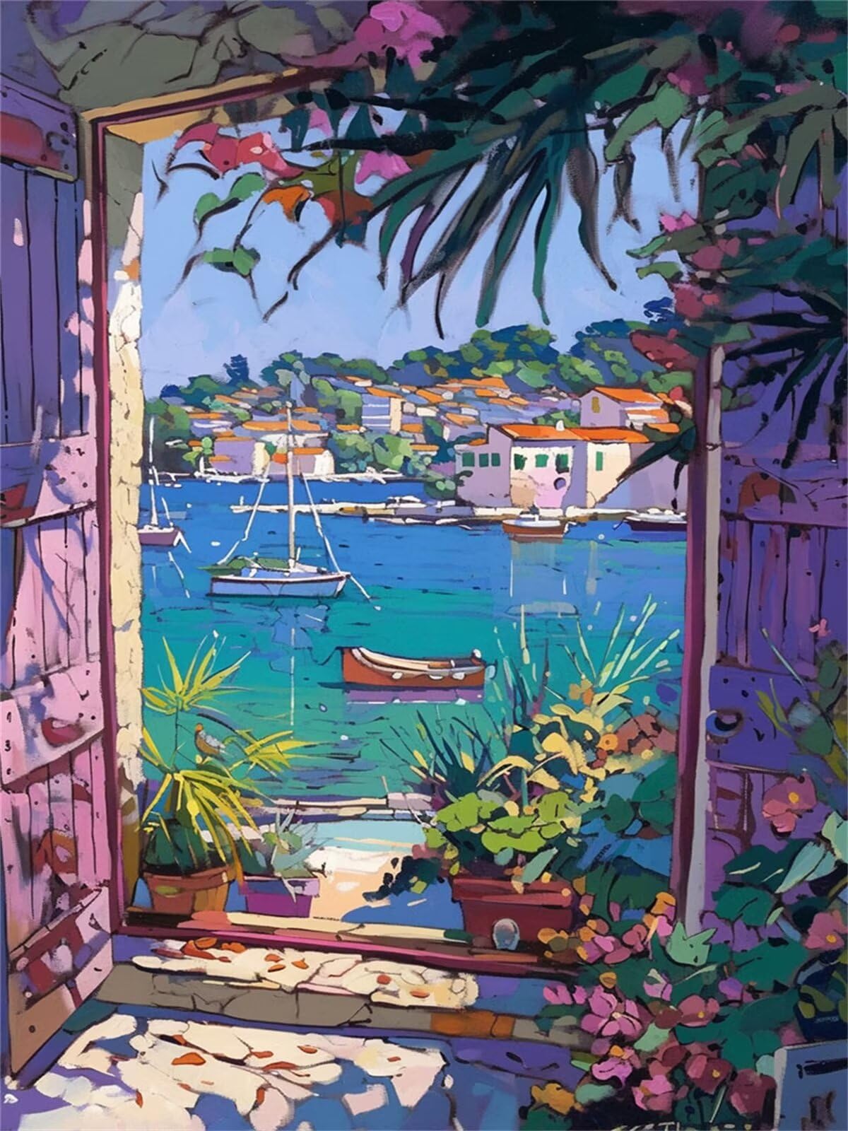 Dipingere con i Numeri Fuori finestra, Quadri da Dipingere Numerati, paesaggio Paint by Numbers Inclusi Pennelli e Colori Acrilici Dipinti con i Numeri Adulti Regali e Decor Casa, 100x150cm Z4-274